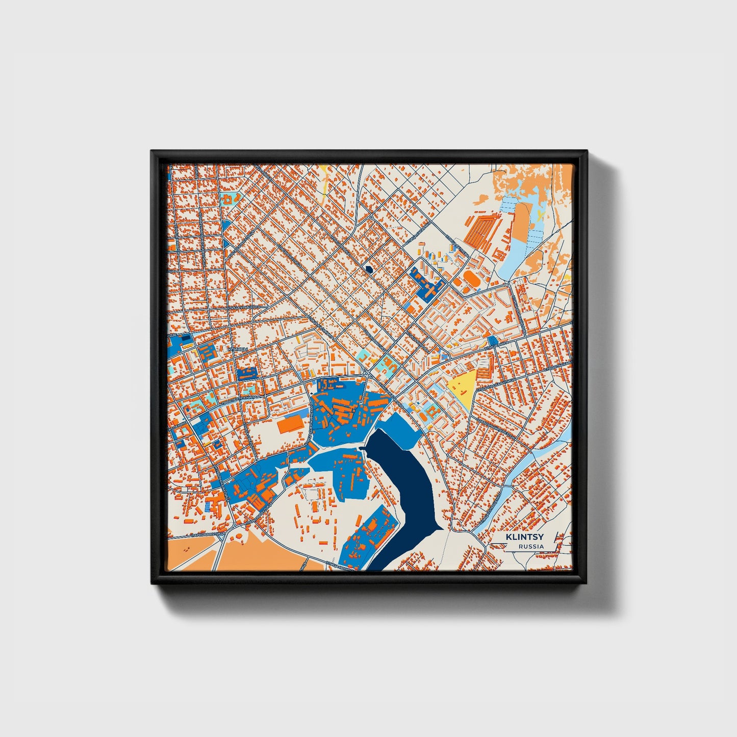Клинцы Russia Colorful City Map Canvas Print • Black Framed