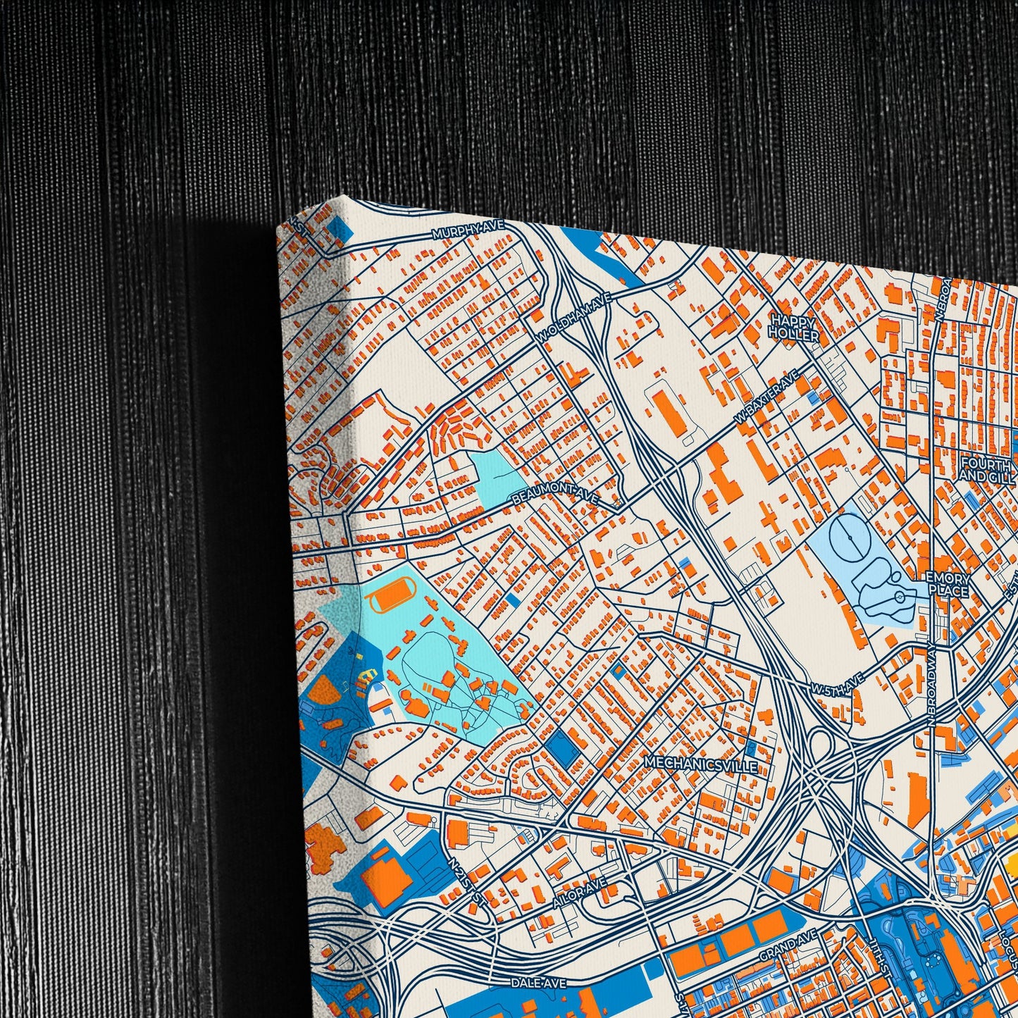 Knoxville Tennessee Colorful City Map Canvas Print Detail