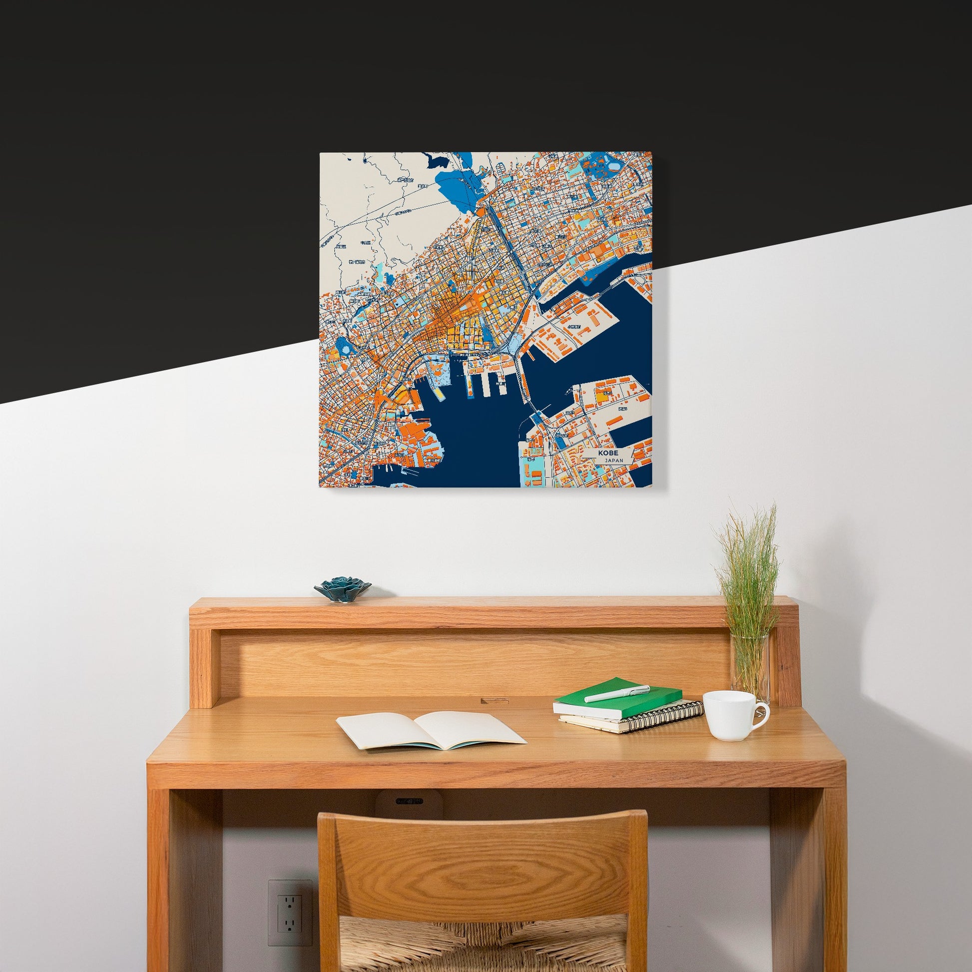 Kobe Japan Colorful City Map Canvas Print Scene