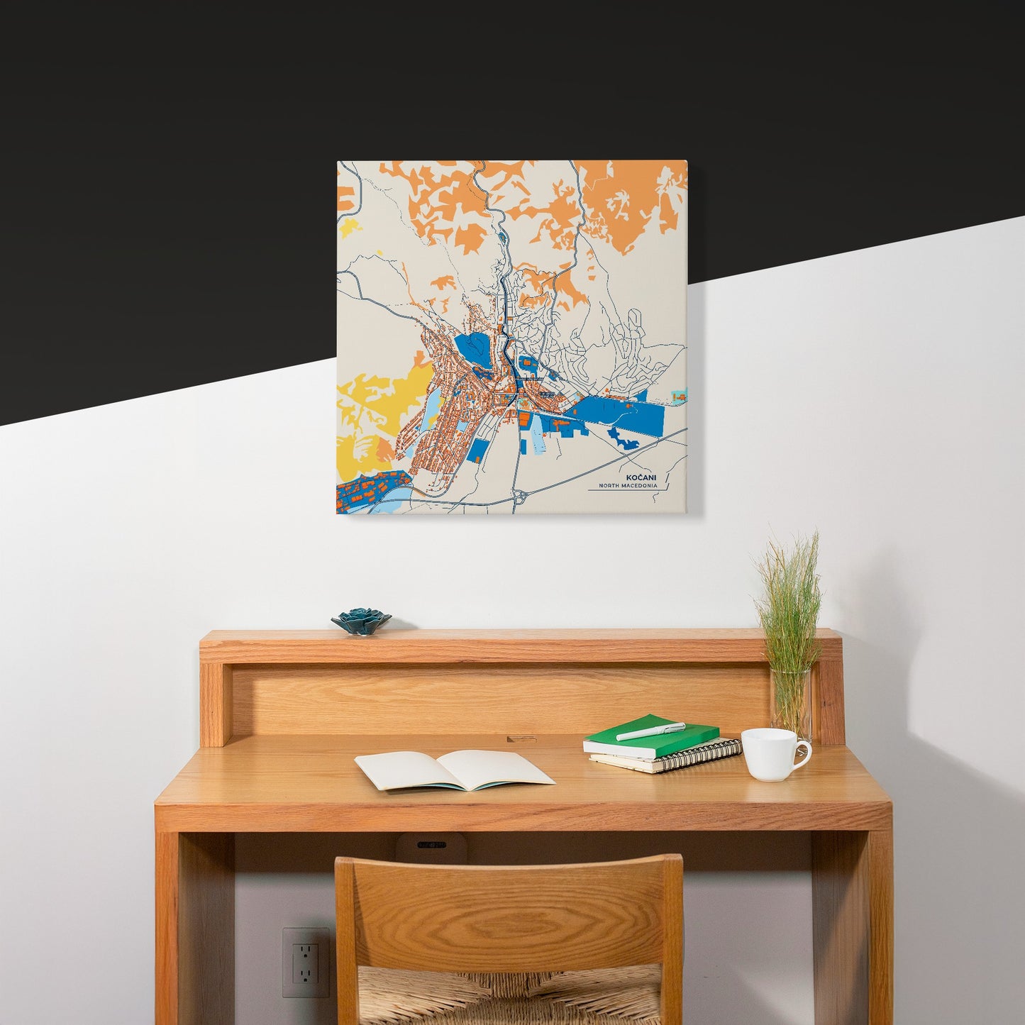 Kočani North Macedonia Colorful City Map Canvas Print Scene