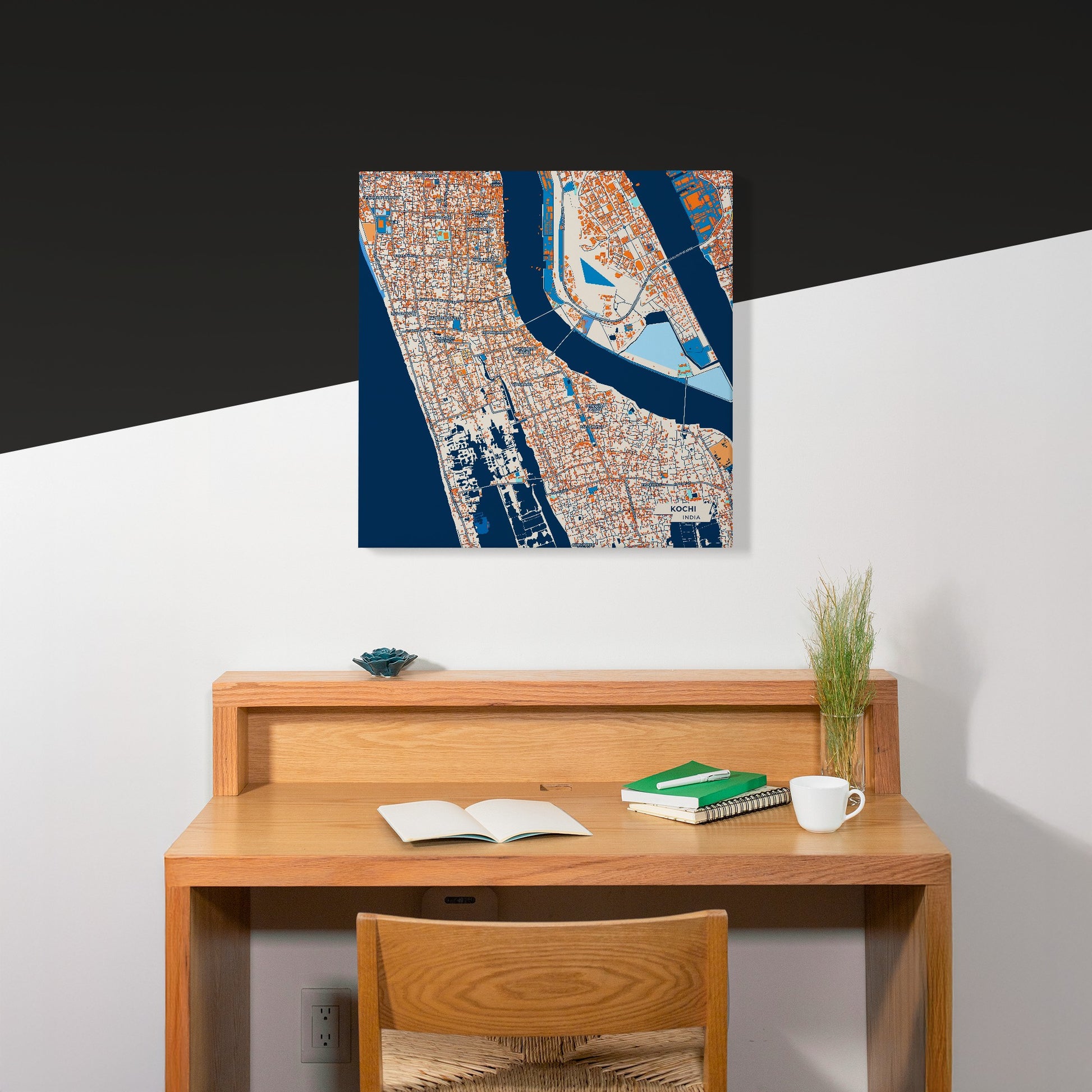 Kochi India Colorful City Map Canvas Print Scene