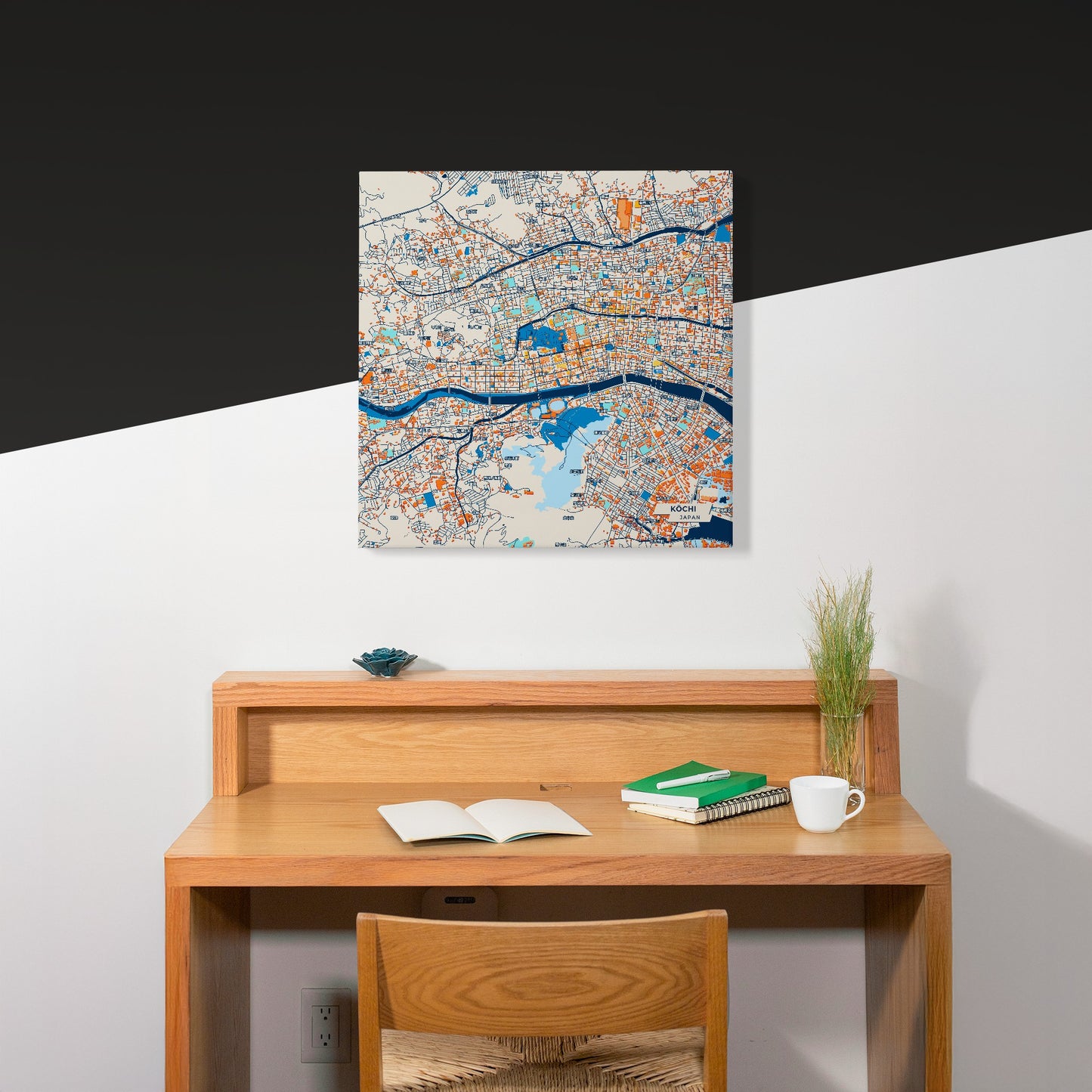 Kōchi Japan Colorful City Map Canvas Print Scene