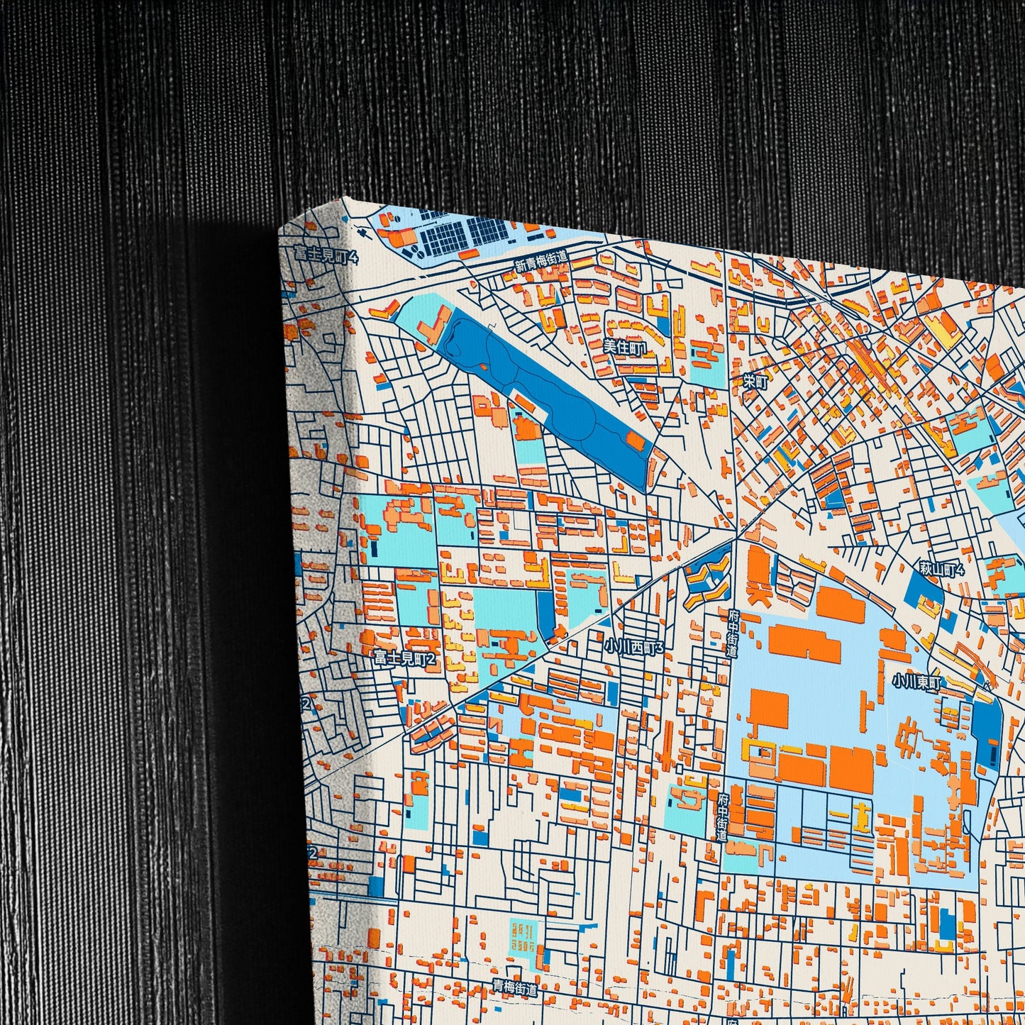 Kodaira Japan Colorful City Map Canvas Print Detail