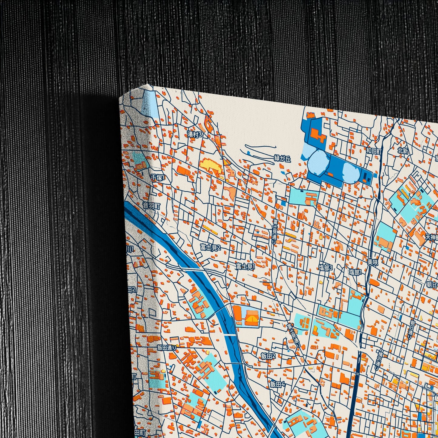 Kōfu Japan Colorful City Map Canvas Print Detail
