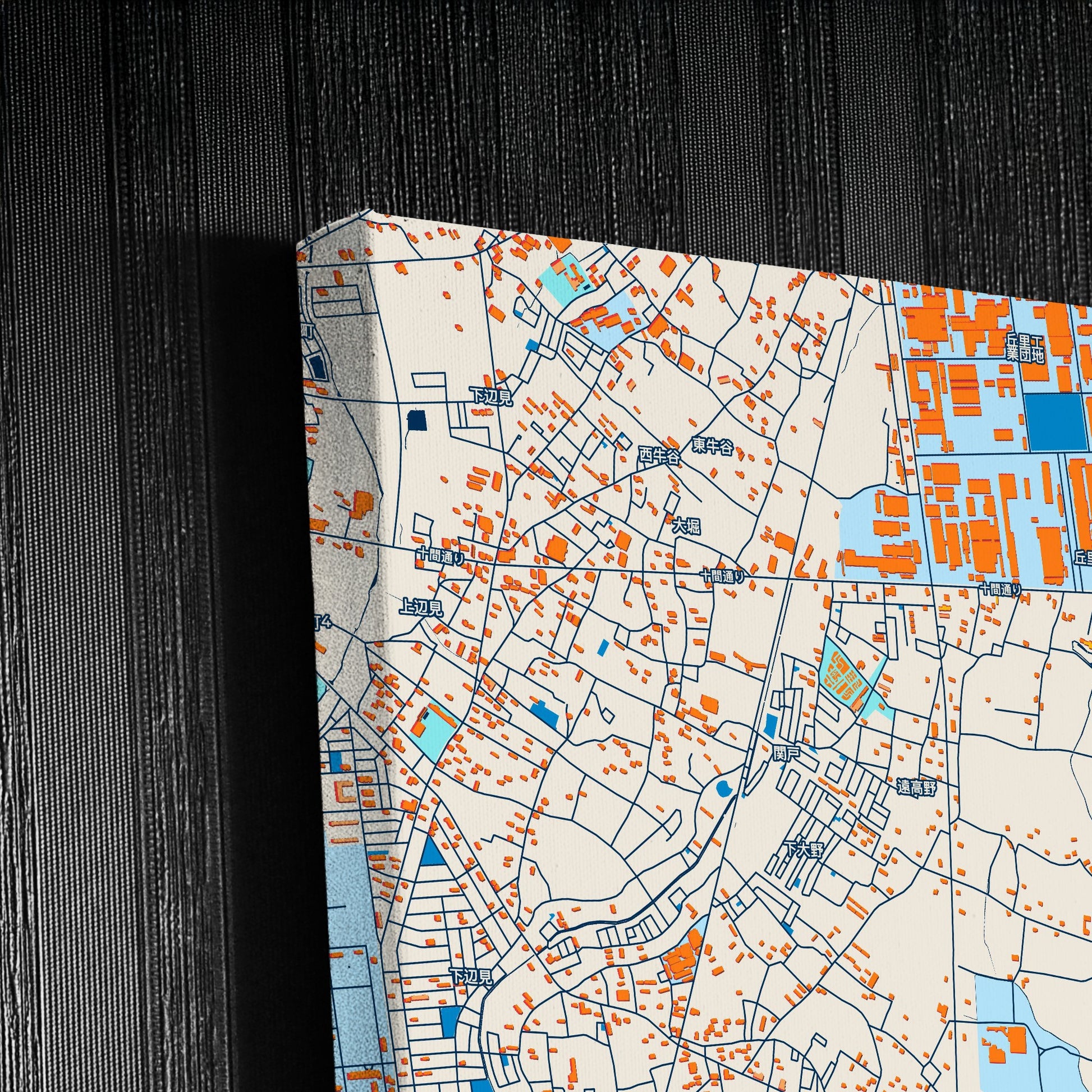 Koga Japan Colorful City Map Canvas Print Detail