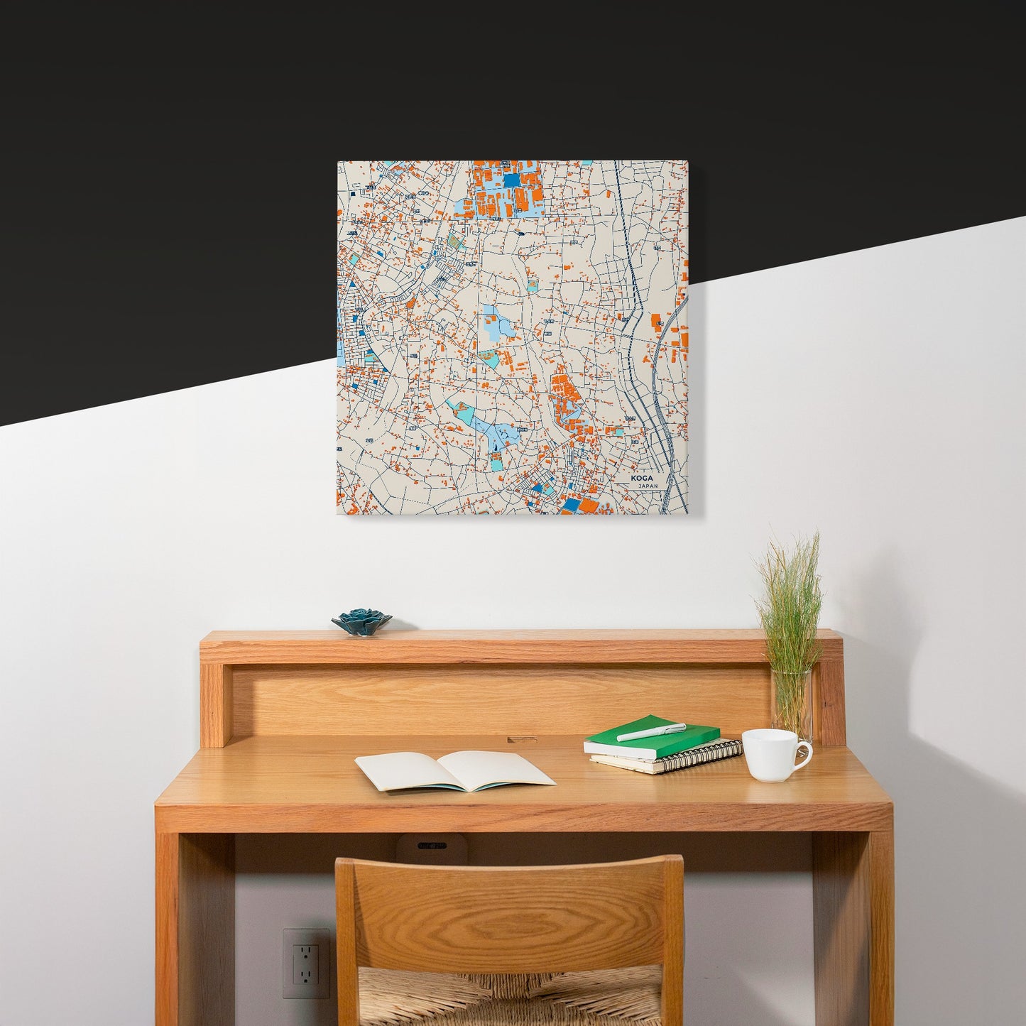 Koga Japan Colorful City Map Canvas Print Scene