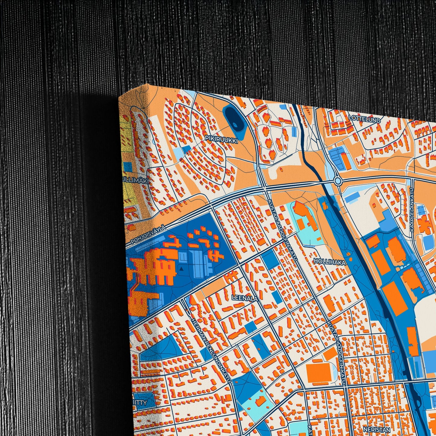 Kokkola Finland Colorful City Map Canvas Print Detail