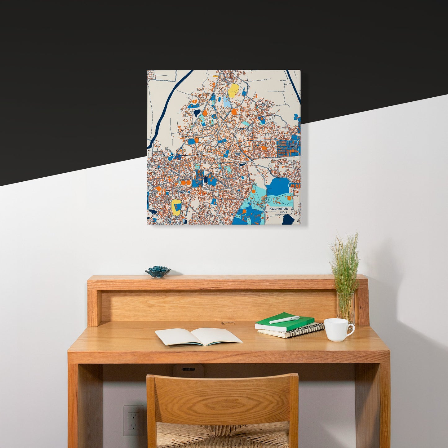 Kolhapur India Colorful City Map Canvas Print Scene