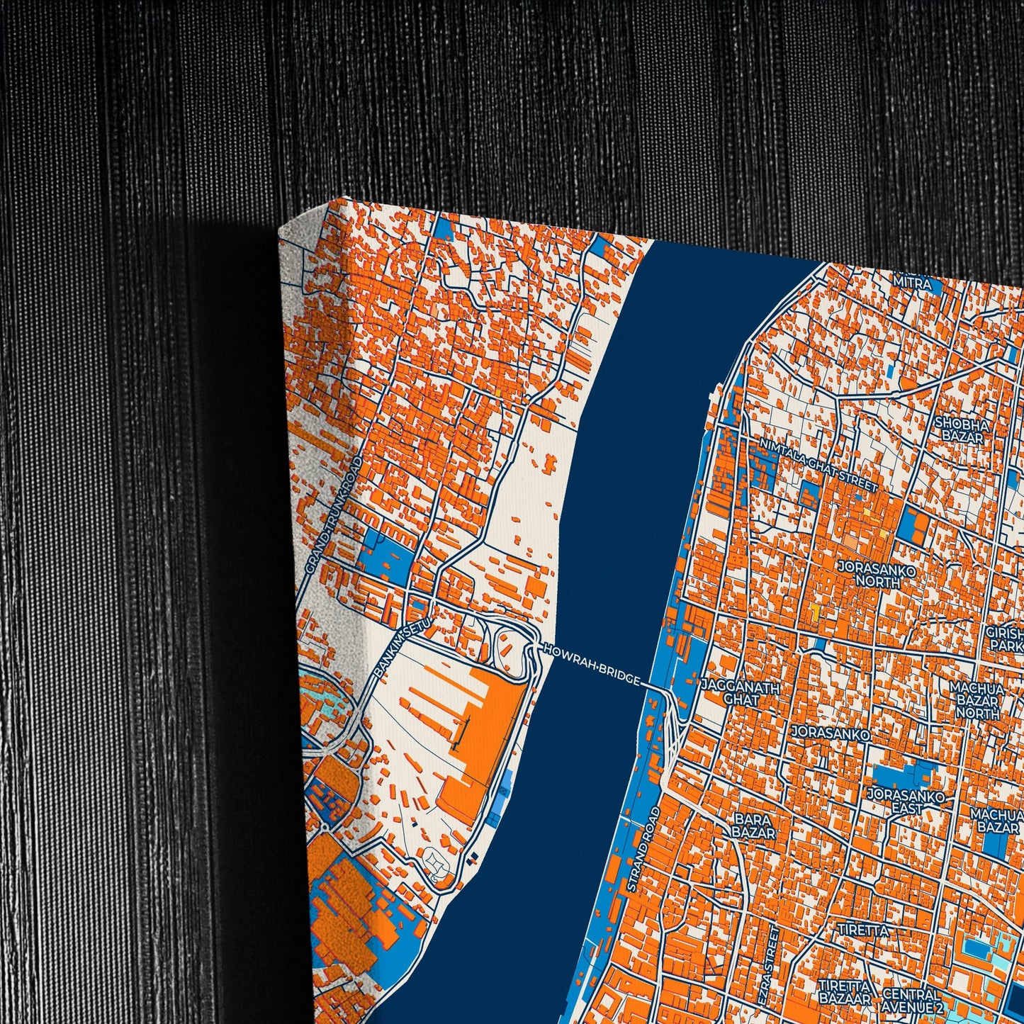 Kolkata India Colorful City Map Canvas Print Detail