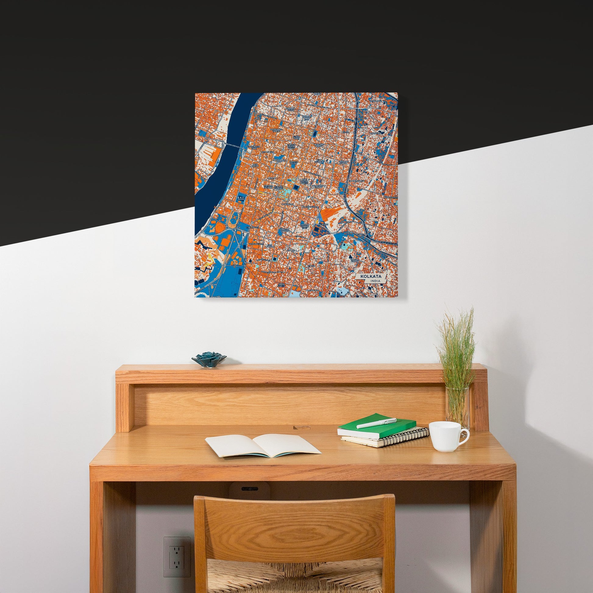Kolkata India Colorful City Map Canvas Print Scene