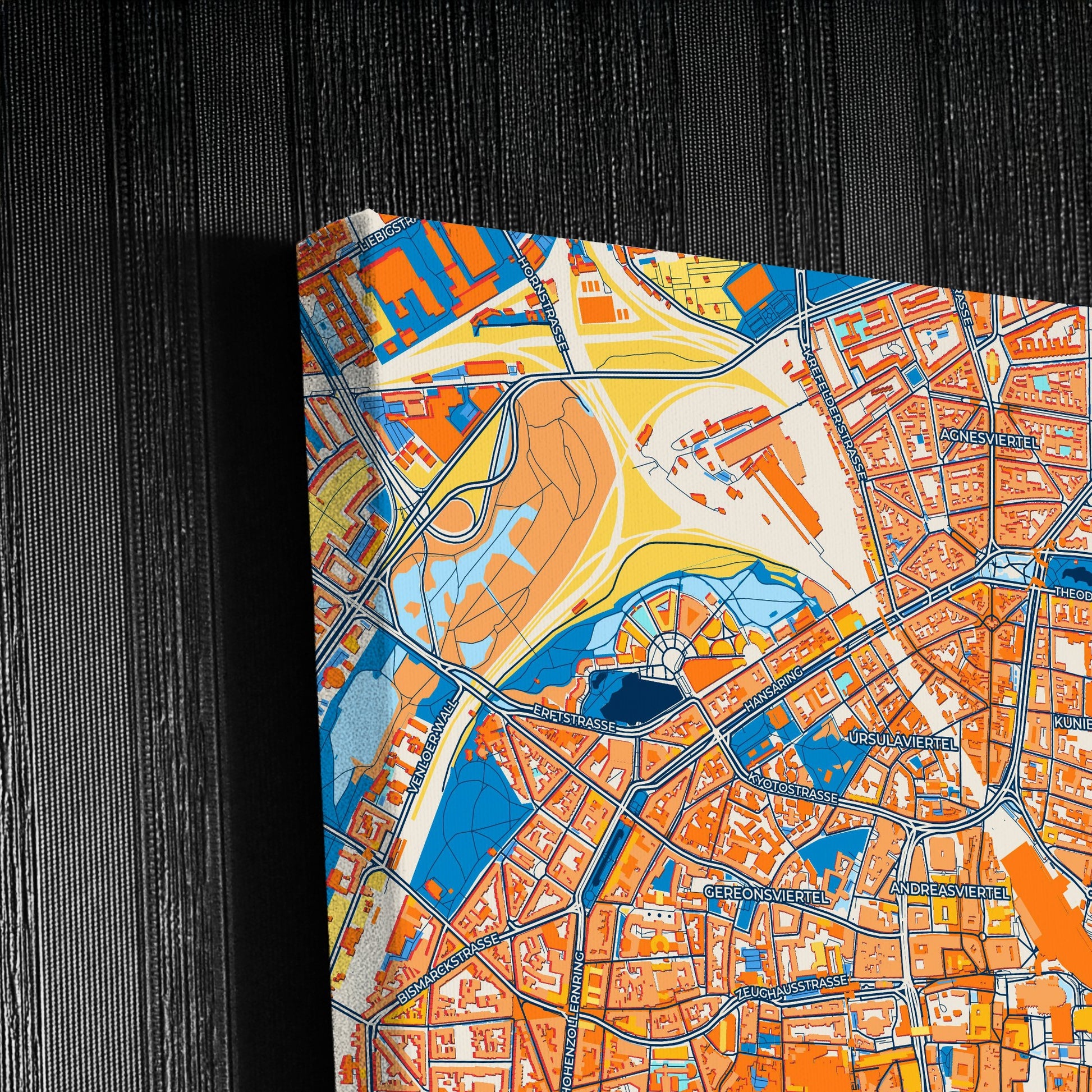 Köln Germany Colorful City Map Canvas Print Detail