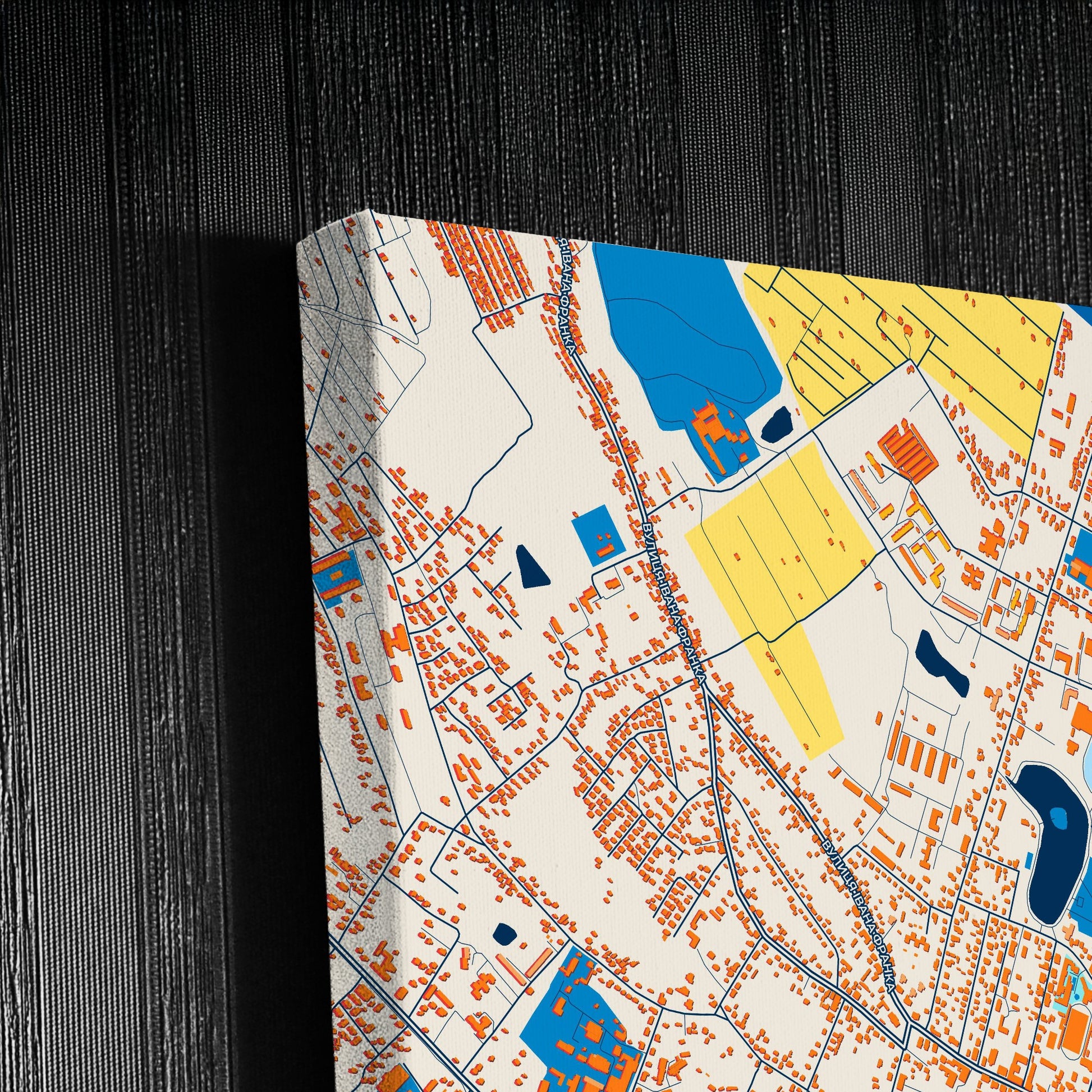 Коломія Ukraine Colorful City Map Canvas Print Detail