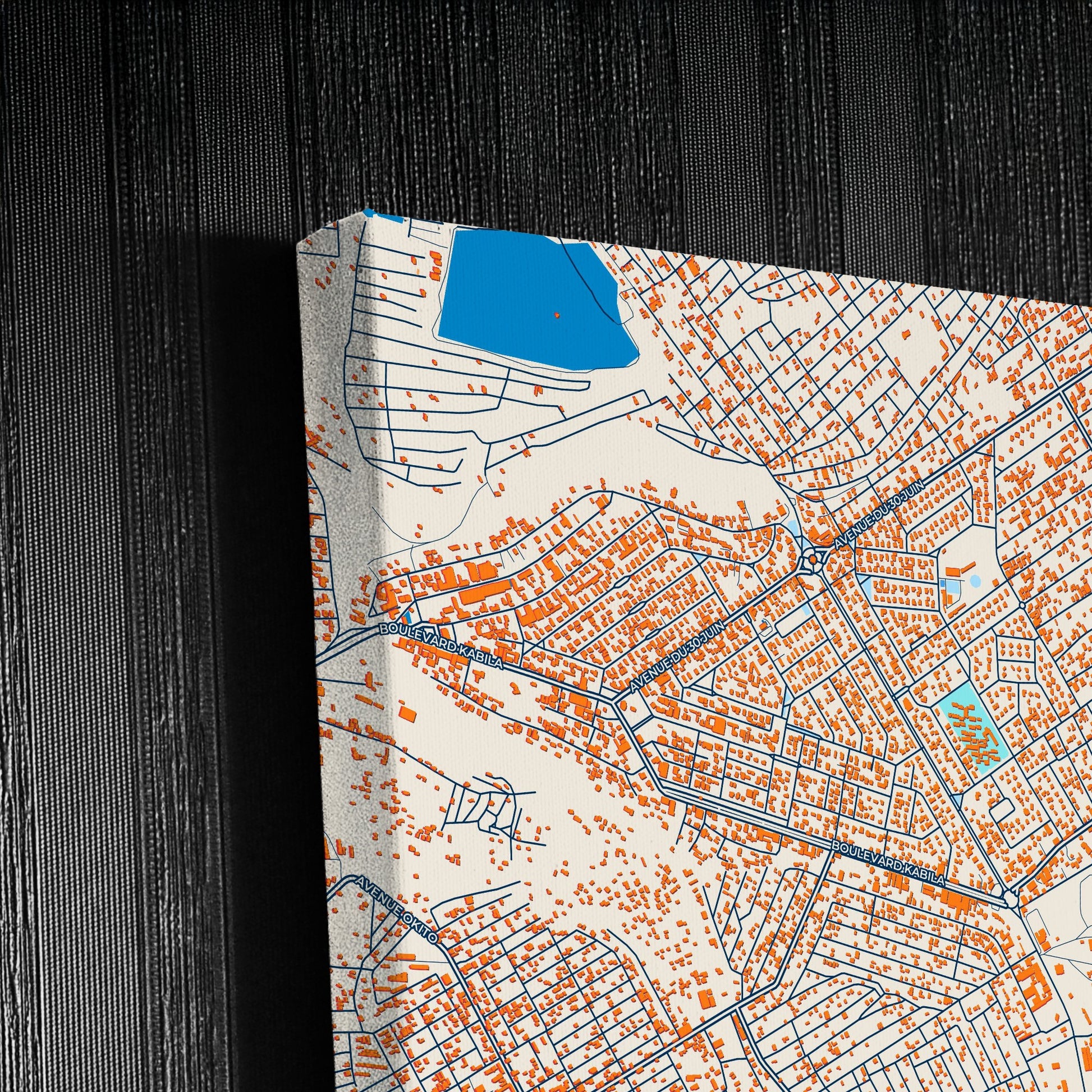 Kolwezi Dr Congo Colorful City Map Canvas Print Detail