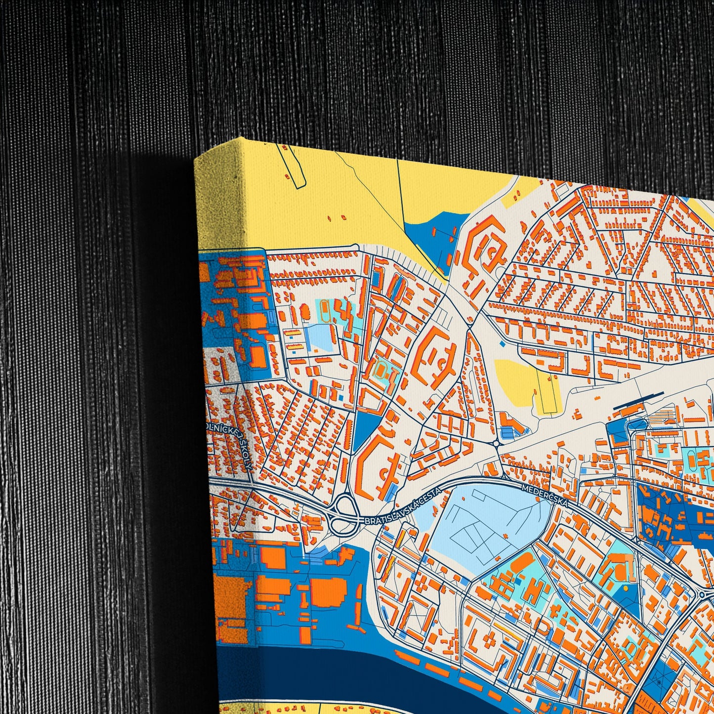 Komárno Slovakia Colorful City Map Canvas Print Detail