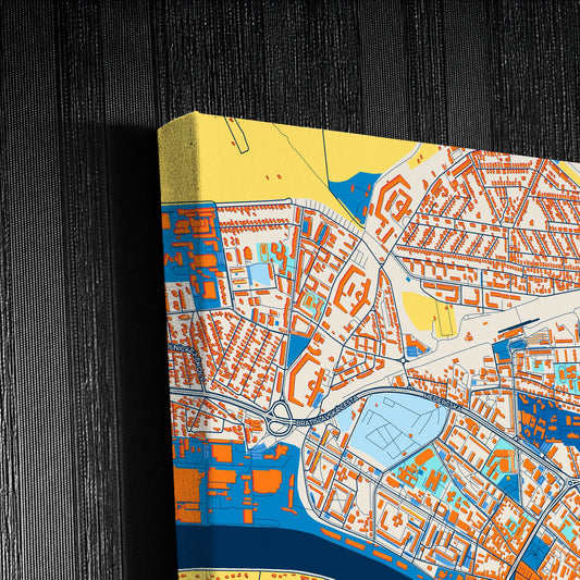 Komárno Slovakia Colorful City Map Canvas Print Detail