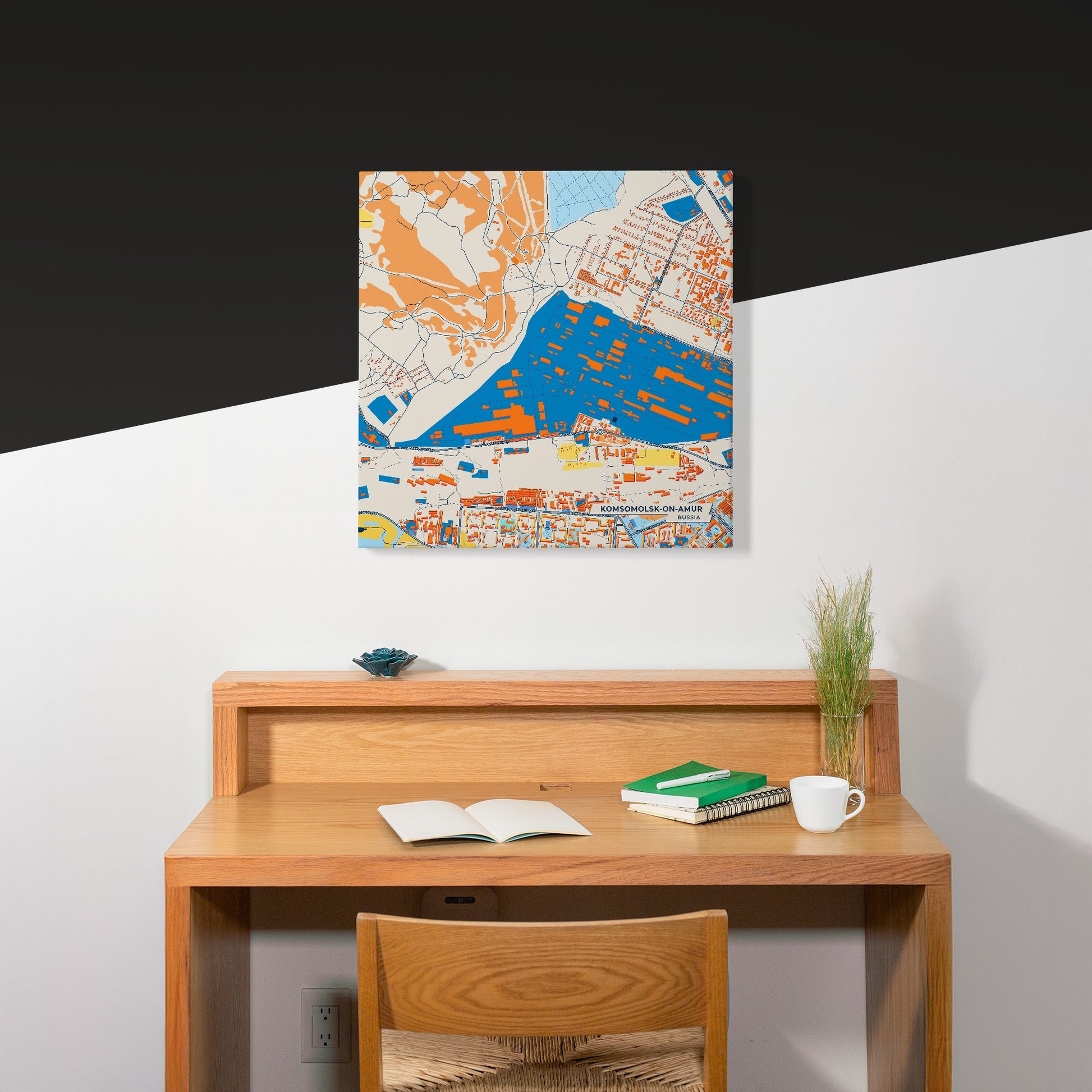 Комсомольск-На-Амур Russia Colorful City Map Canvas Print Scene