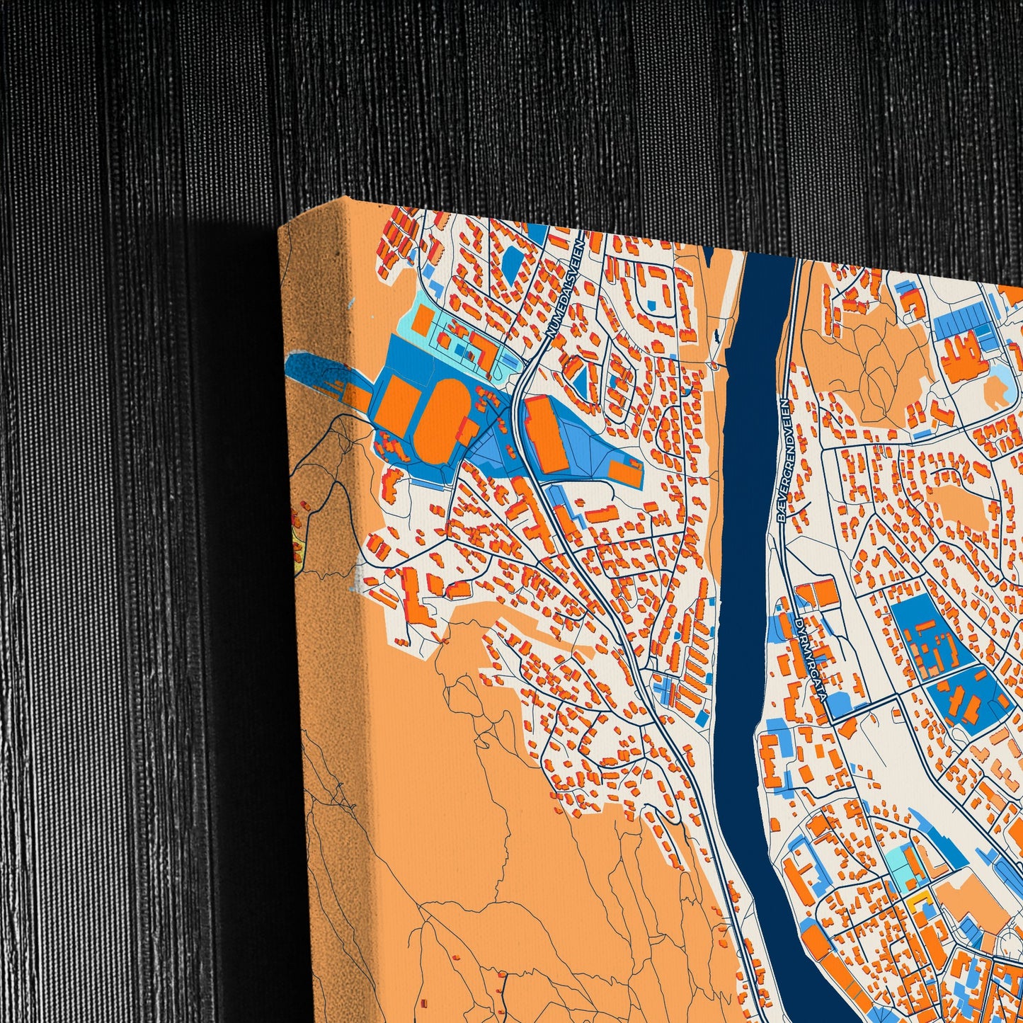 Kongsberg Norway Colorful City Map Canvas Print Detail