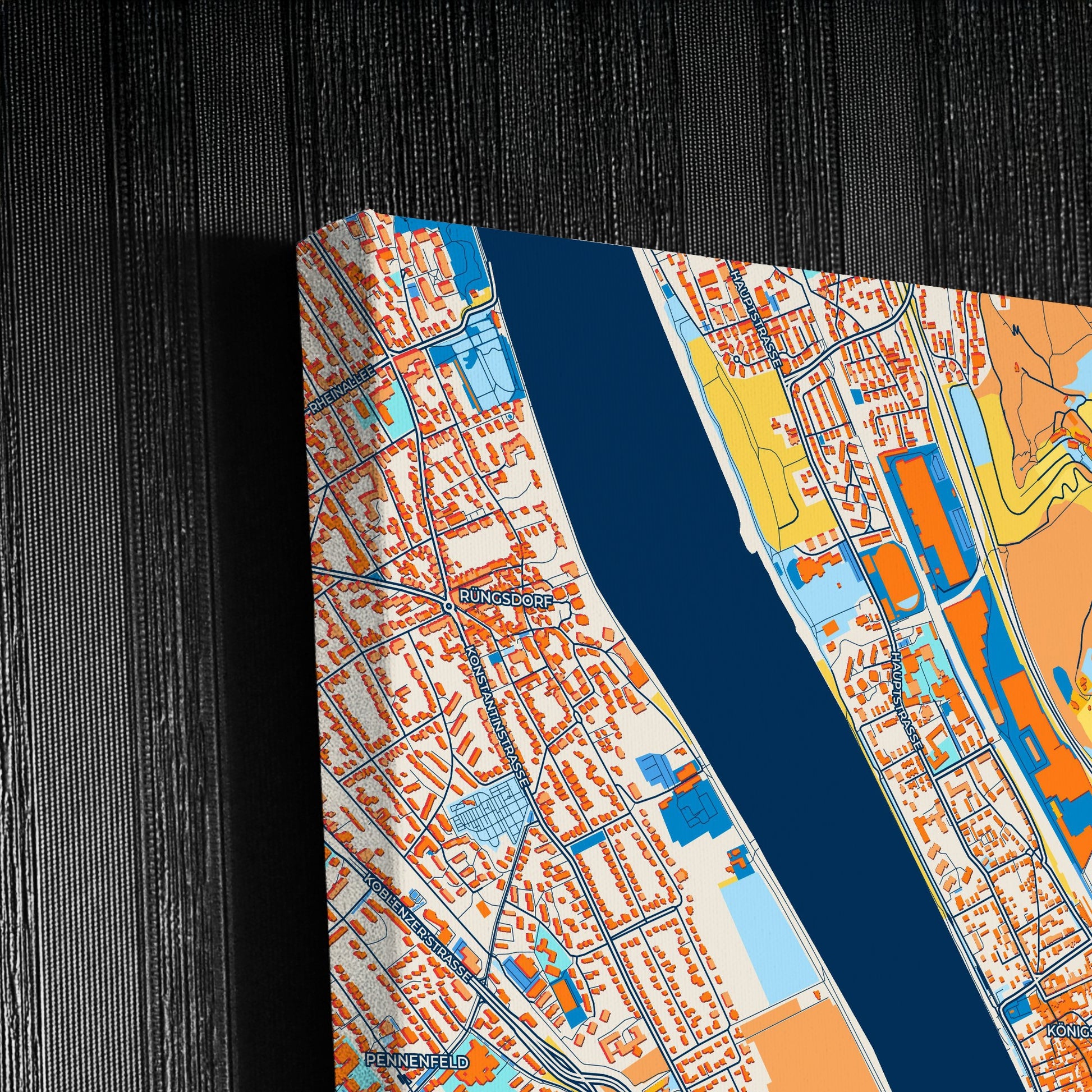 Königswinter Germany Colorful City Map Canvas Print Detail