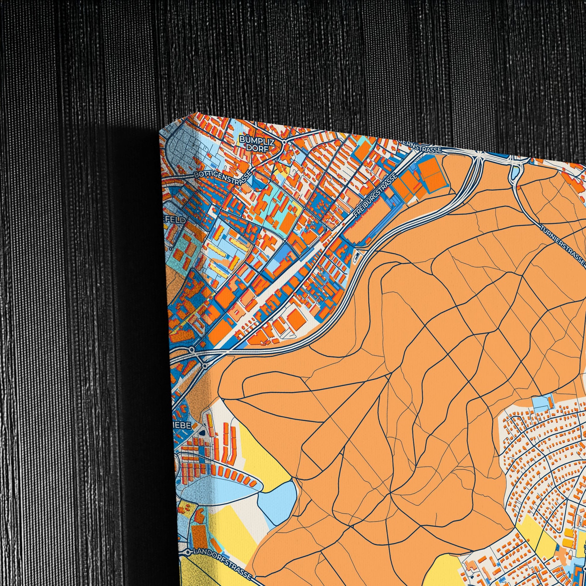 Köniz Switzerland Colorful City Map Canvas Print Detail