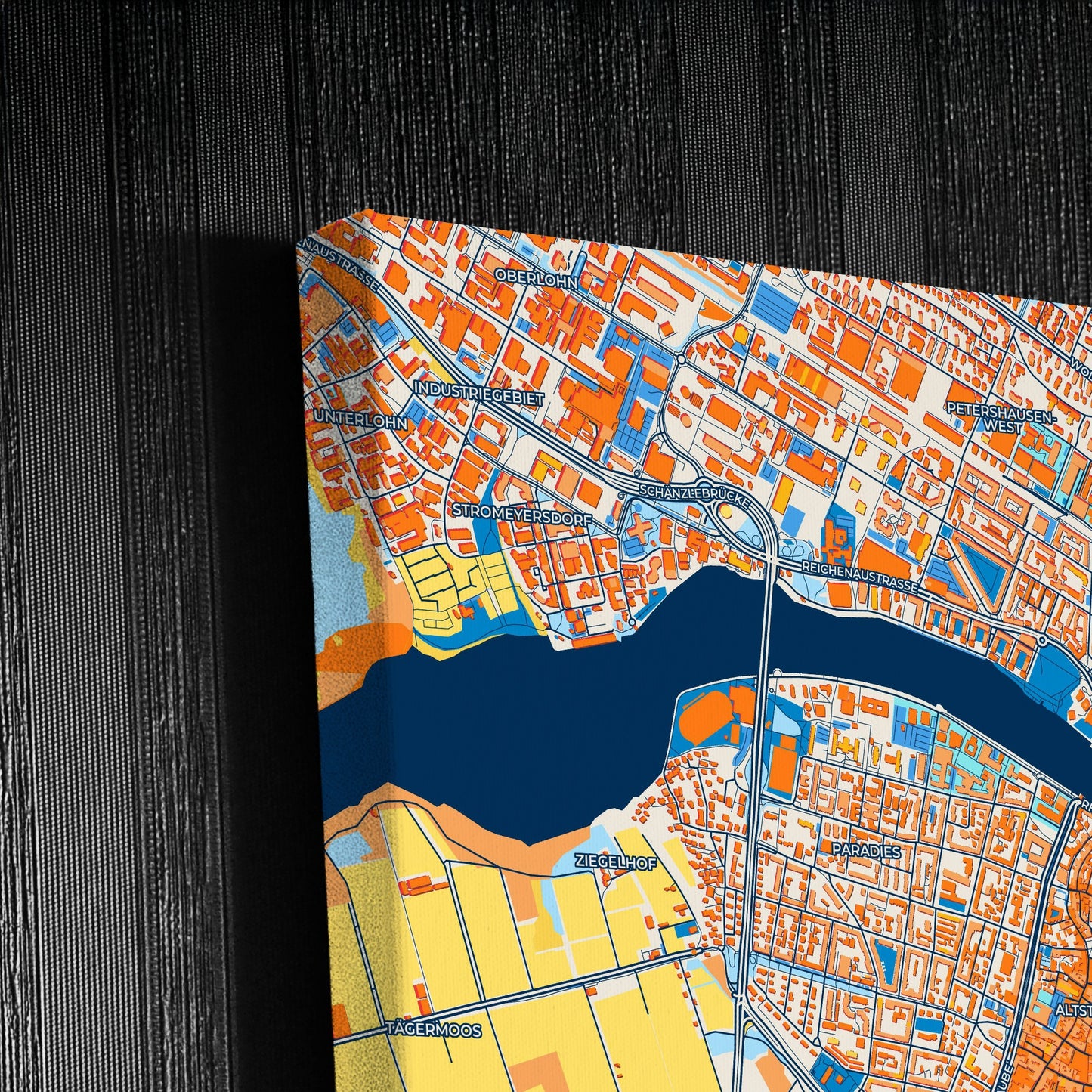 Konstanz Germany Colorful City Map Canvas Print Detail