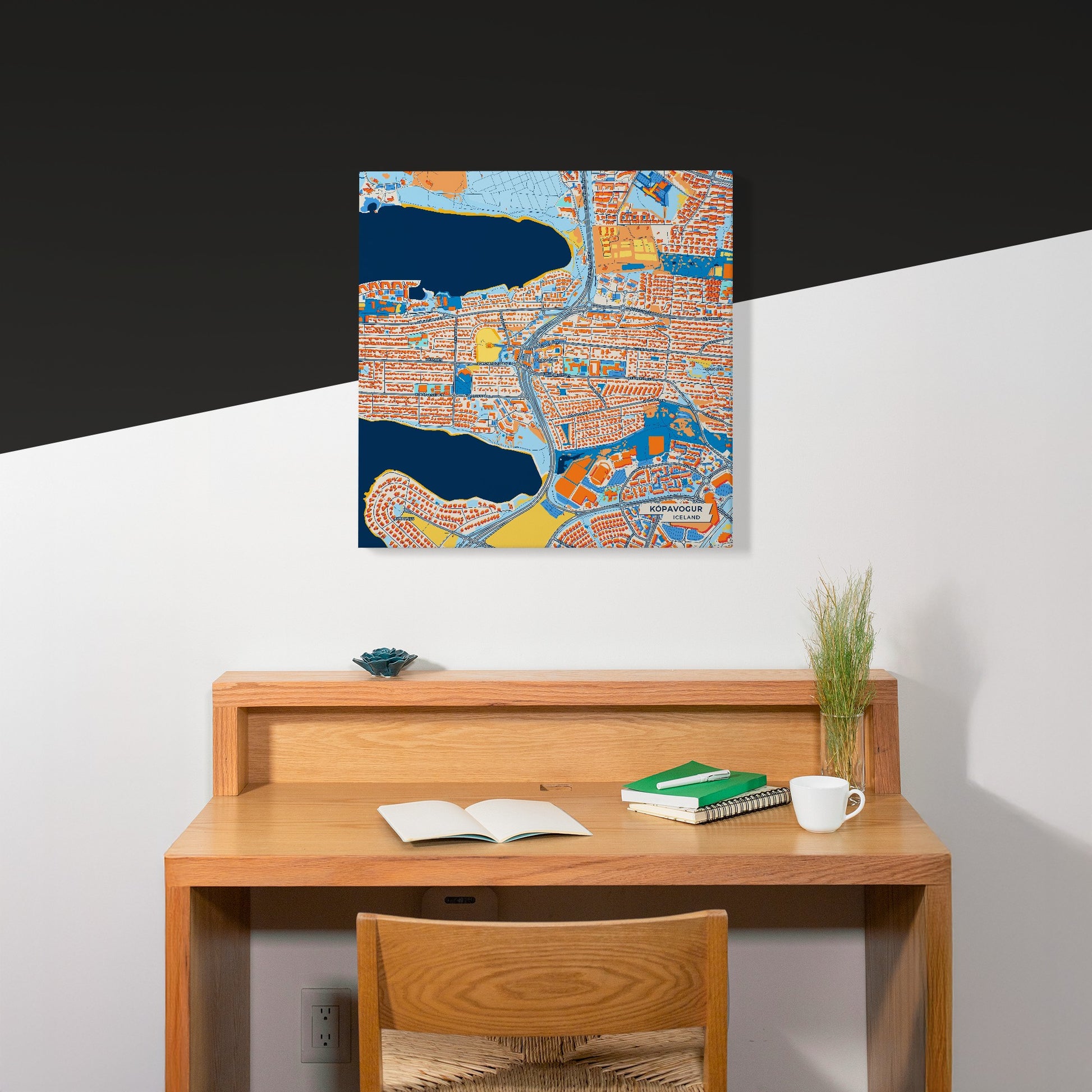 Kópavogur Iceland Colorful City Map Canvas Print Scene