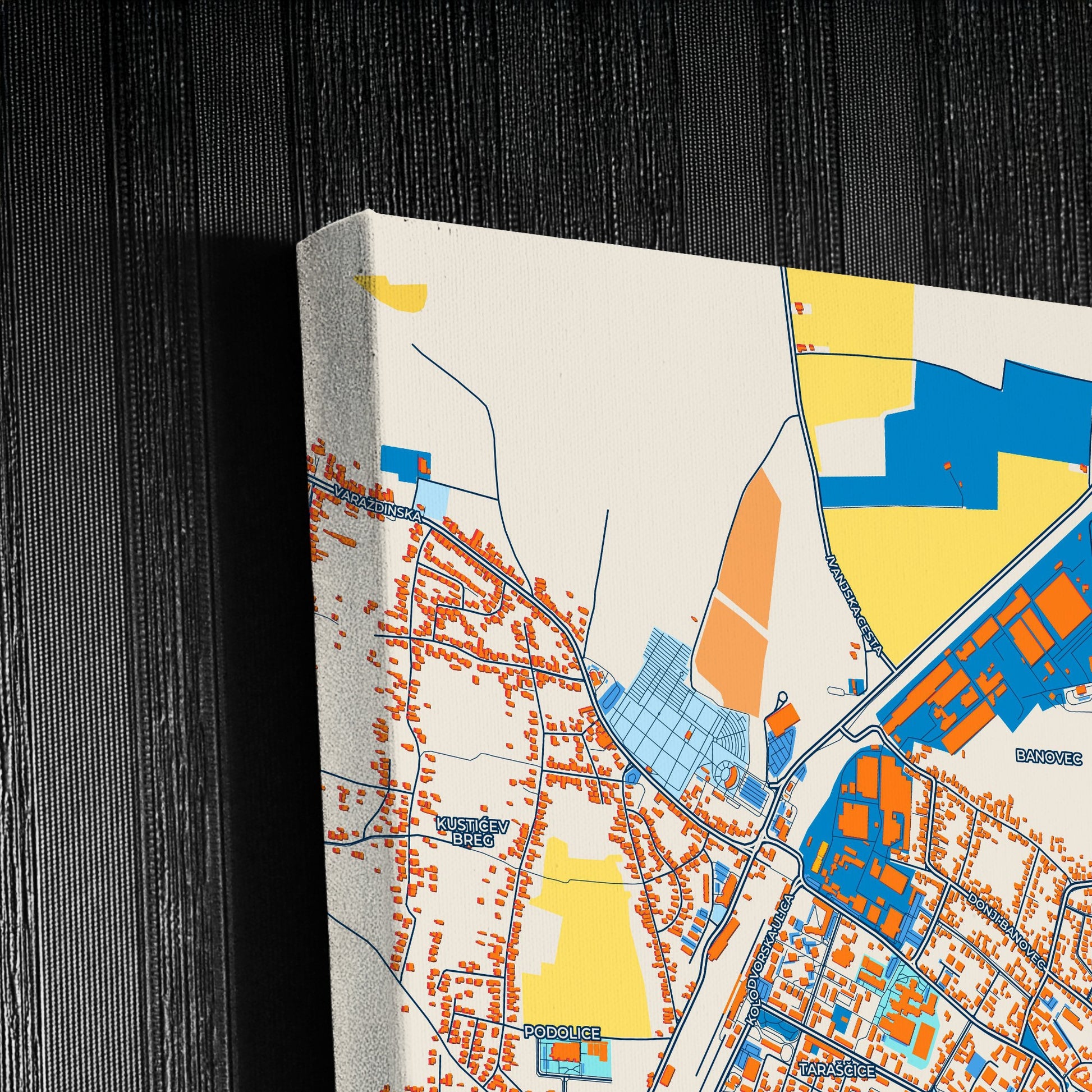 Koprivnica Croatia Colorful City Map Canvas Print Detail
