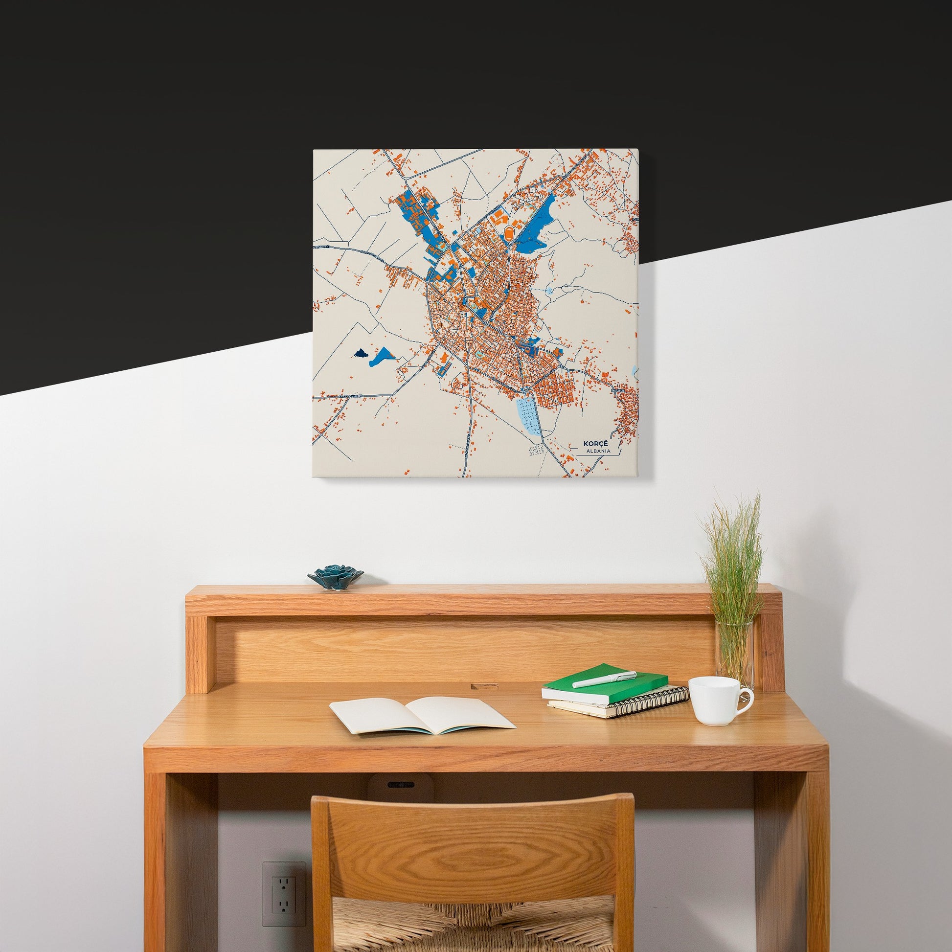 Korçë Albania Colorful City Map Canvas Print Scene