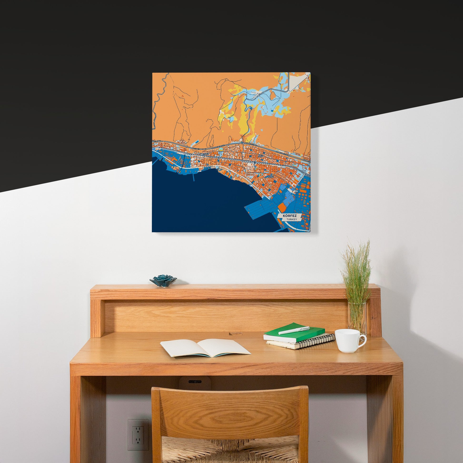 Körfez Turkey Colorful City Map Canvas Print Scene