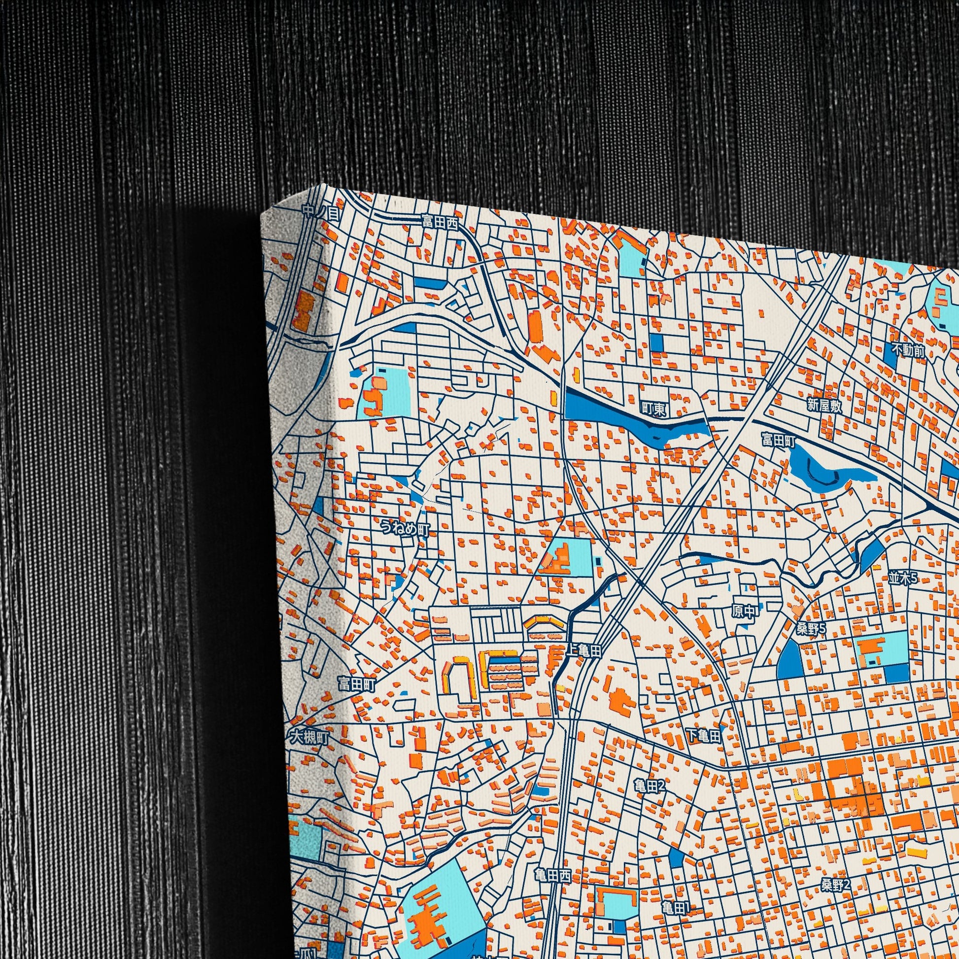 Kōriyama Japan Colorful City Map Canvas Print Detail