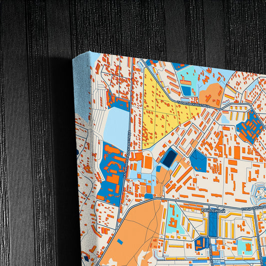 Королев Russia Colorful City Map Canvas Print Detail