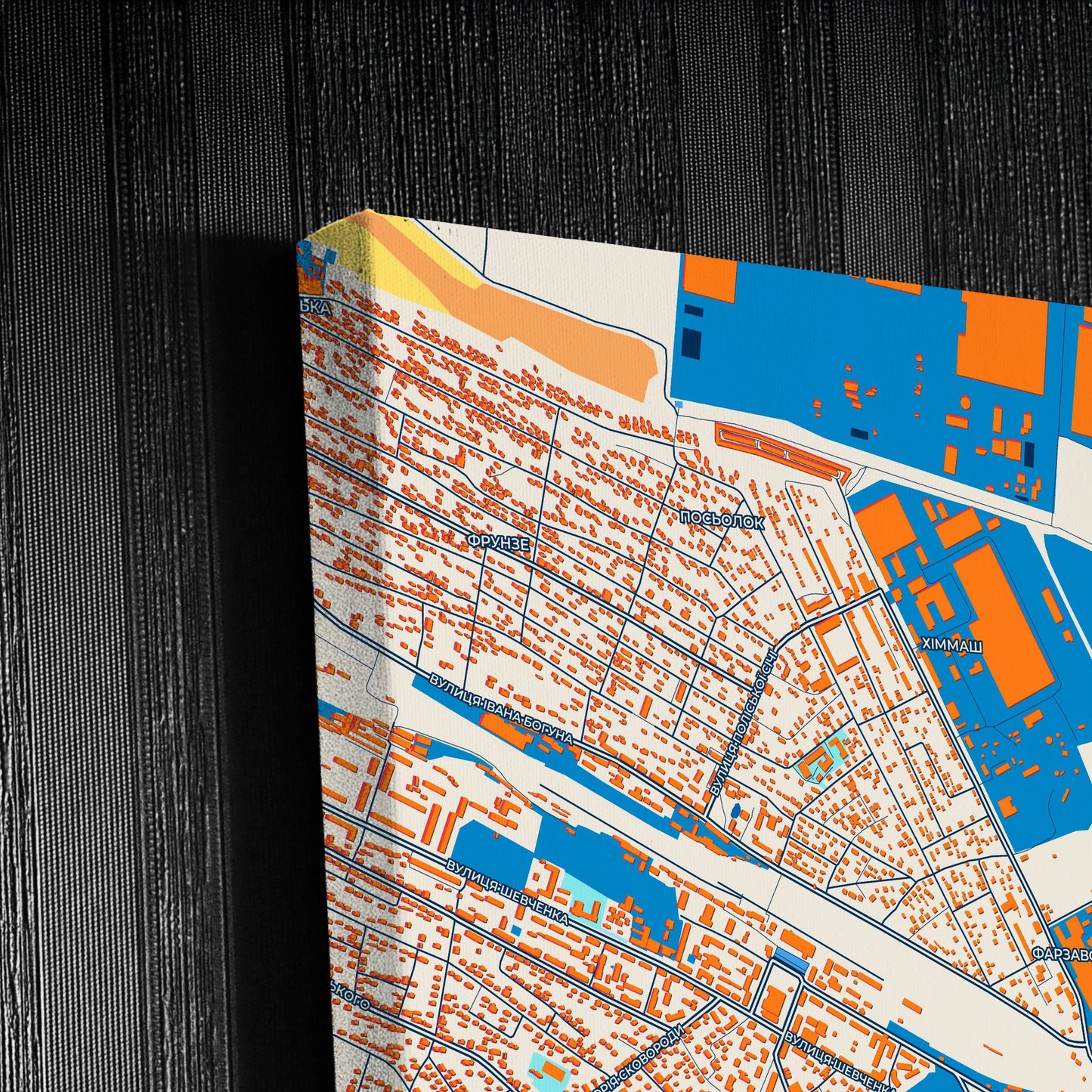 Коростен Ukraine Colorful City Map Canvas Print Detail