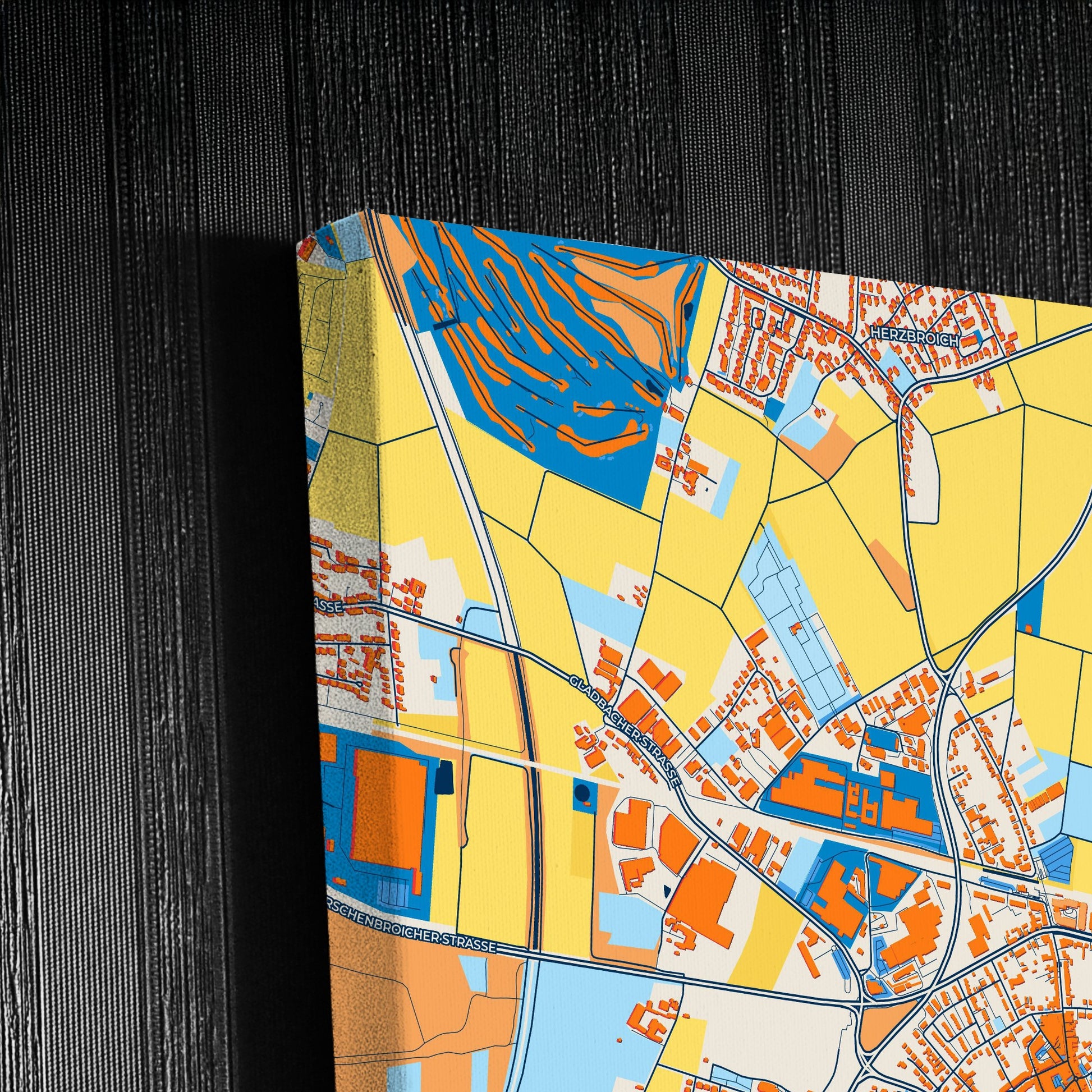 Korschenbroich Germany Colorful City Map Canvas Print Detail