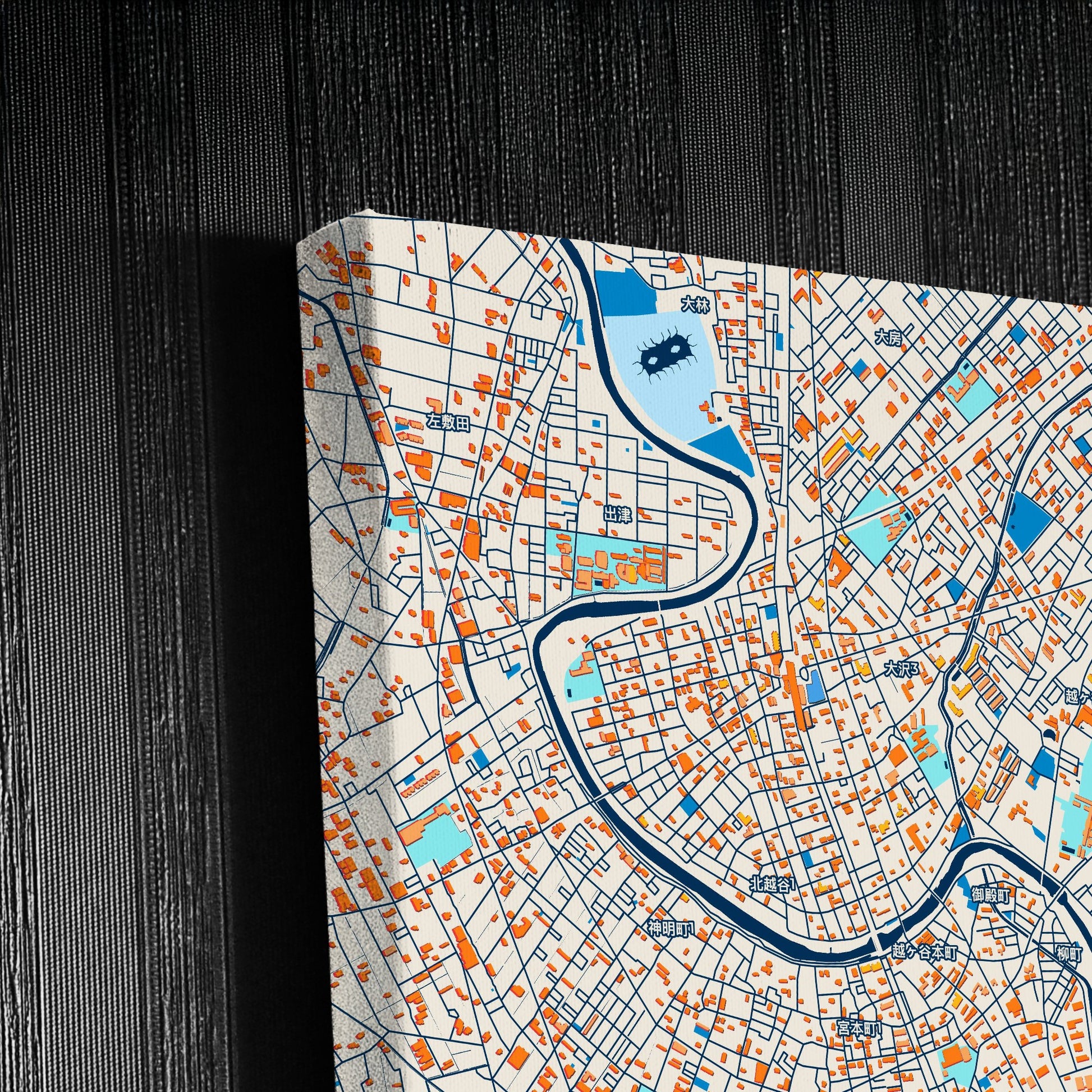 Koshigaya Japan Colorful City Map Canvas Print Detail