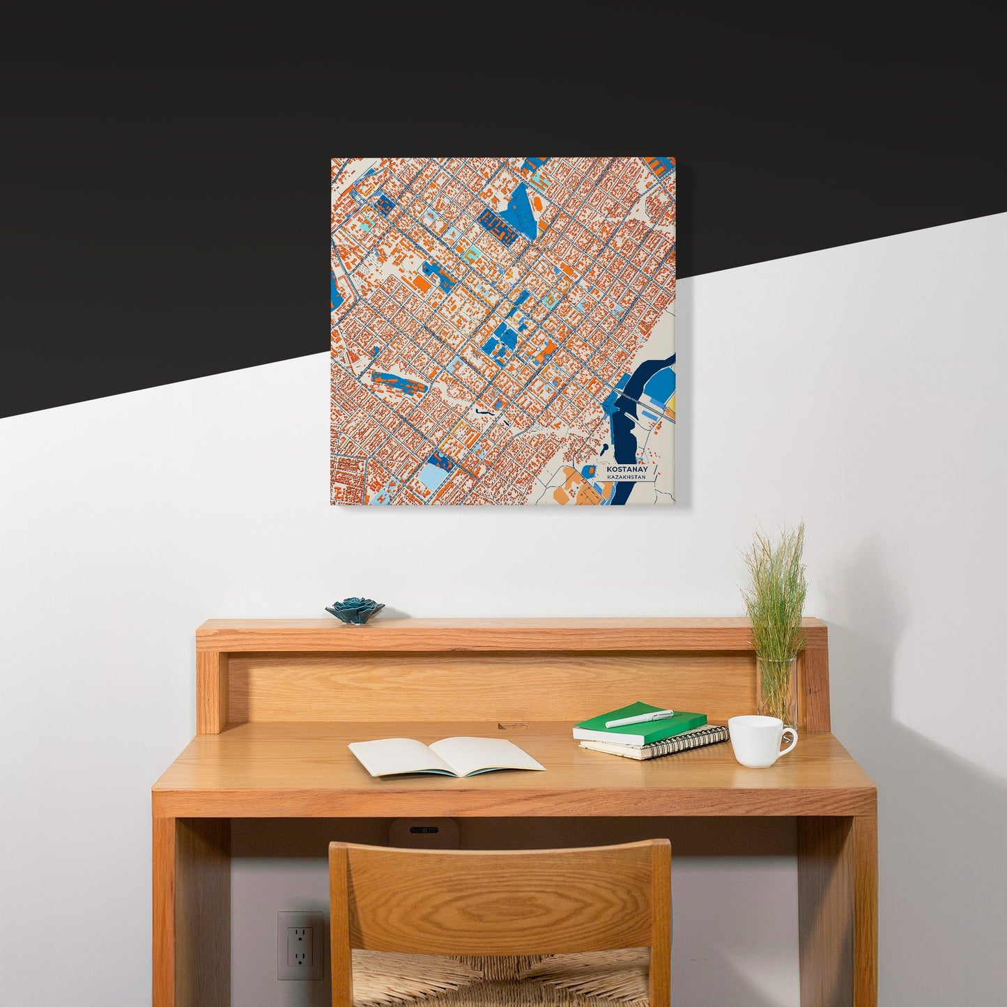 Kostanay Kazakhstan Colorful City Map Canvas Print Scene