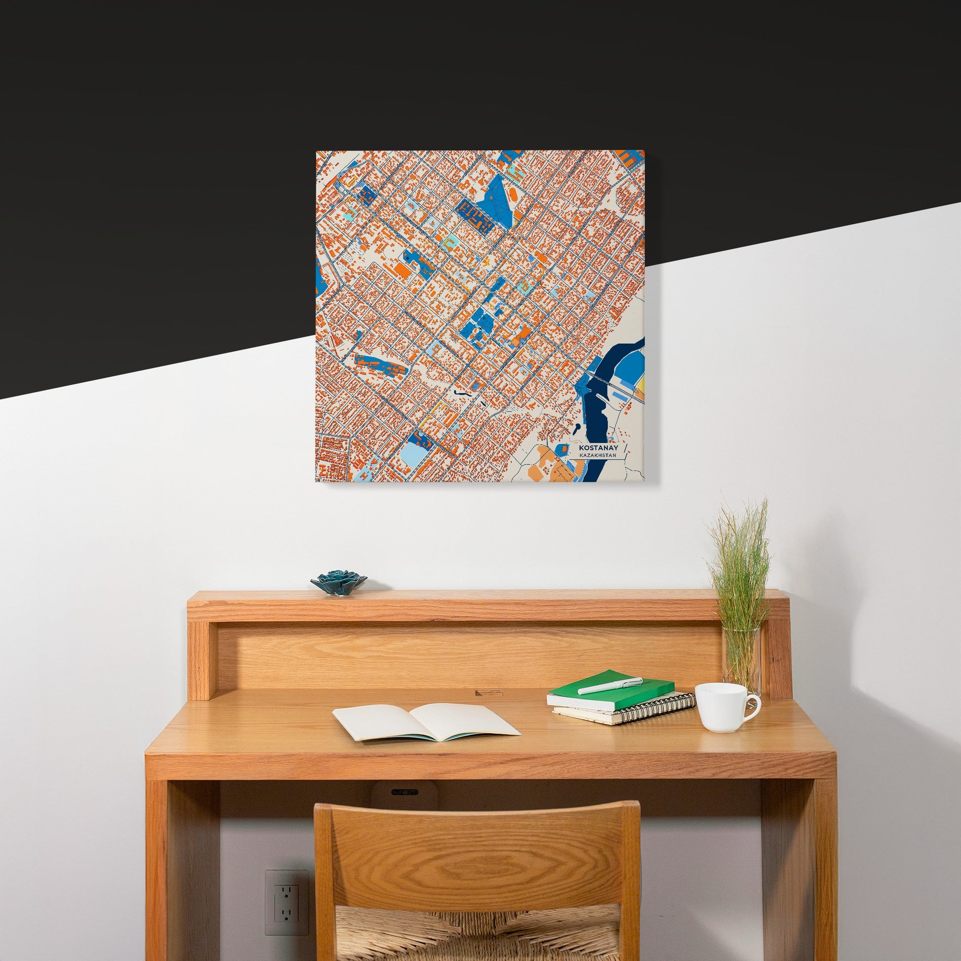 Kostanay Kazakhstan Colorful City Map Canvas Print Scene