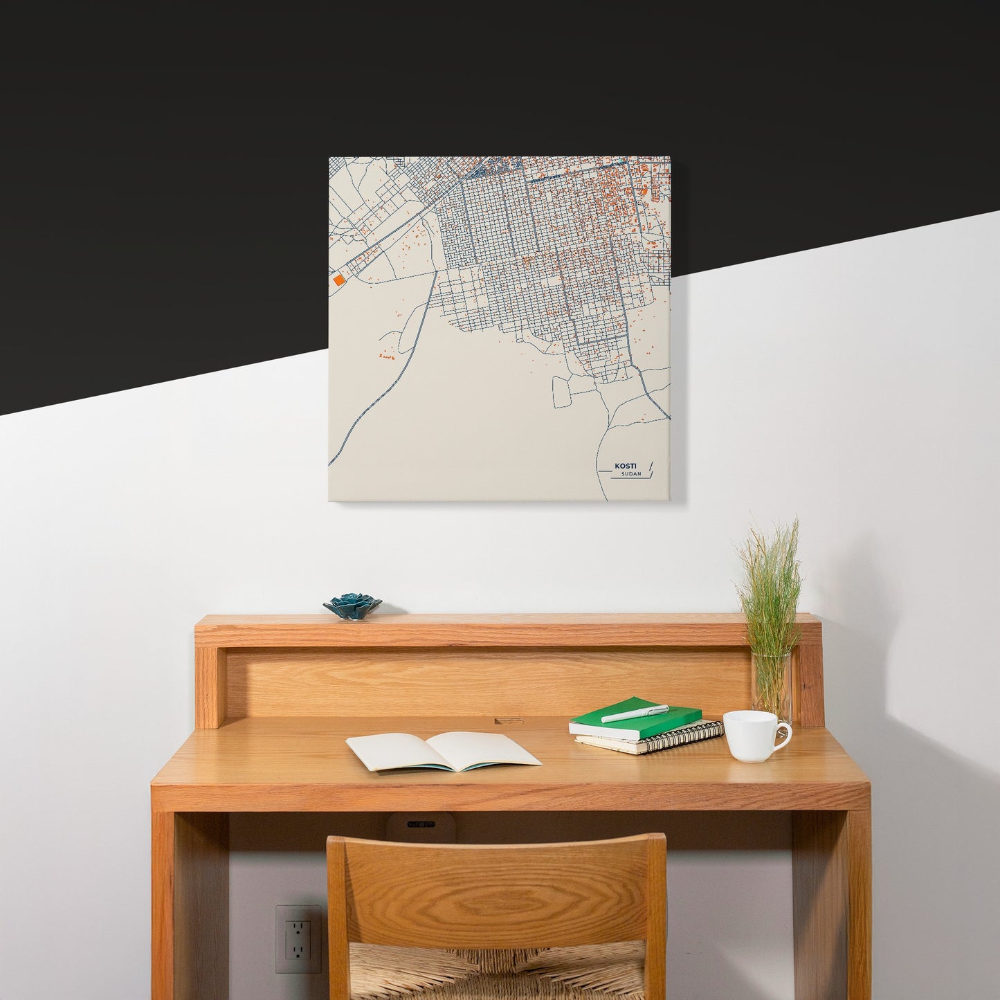 Kosti Sudan Colorful City Map Canvas Print Scene