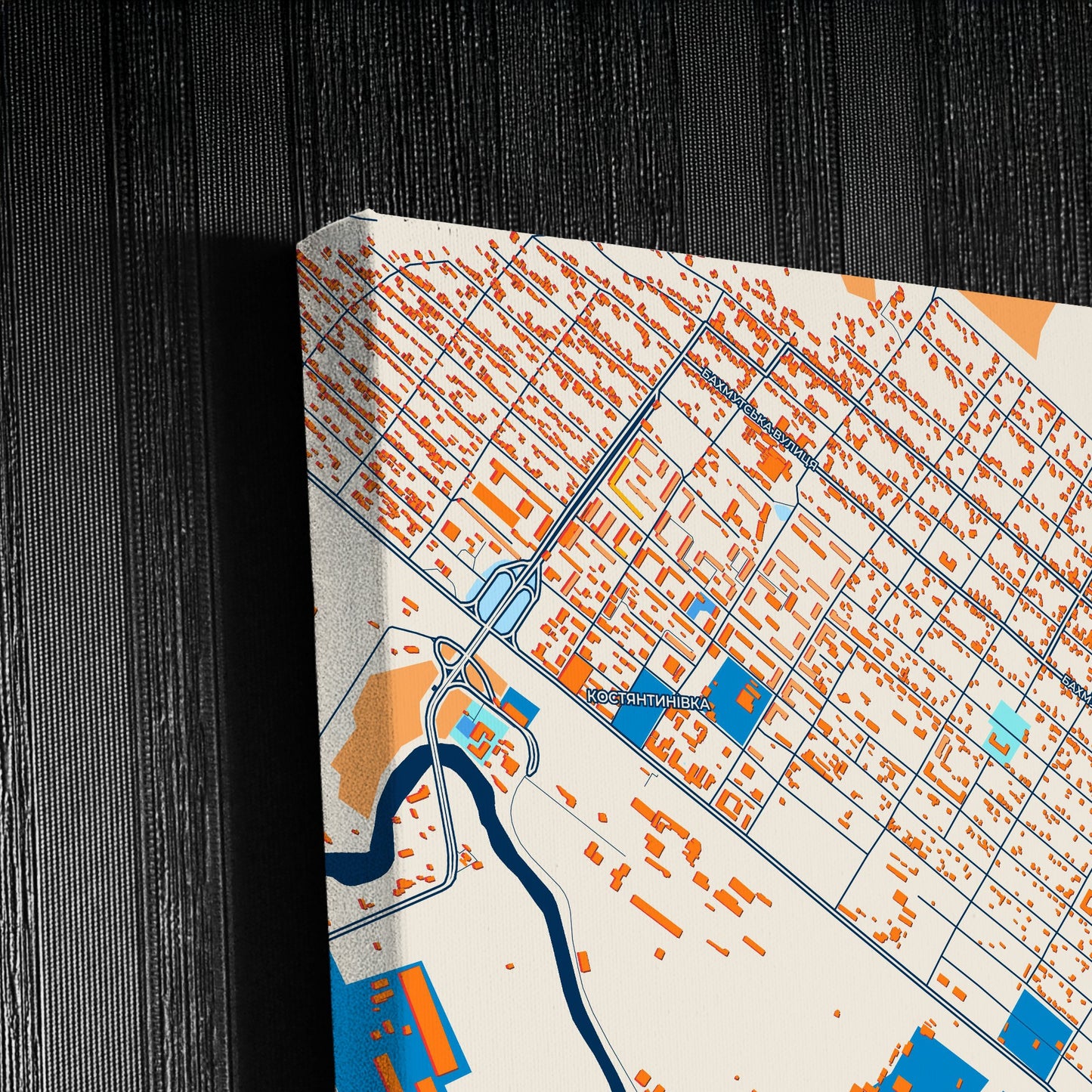 Костіантинівка Ukraine Colorful City Map Canvas Print Detail