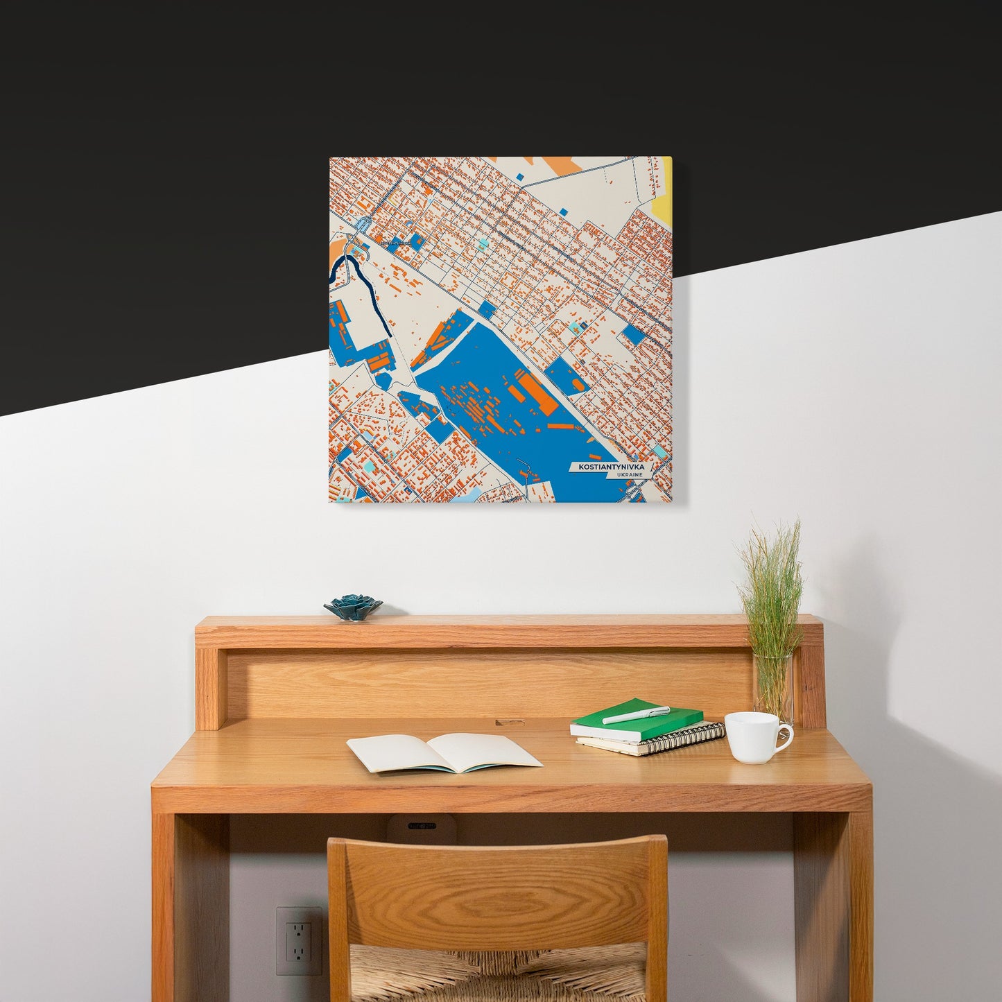 Костіантинівка Ukraine Colorful City Map Canvas Print Scene