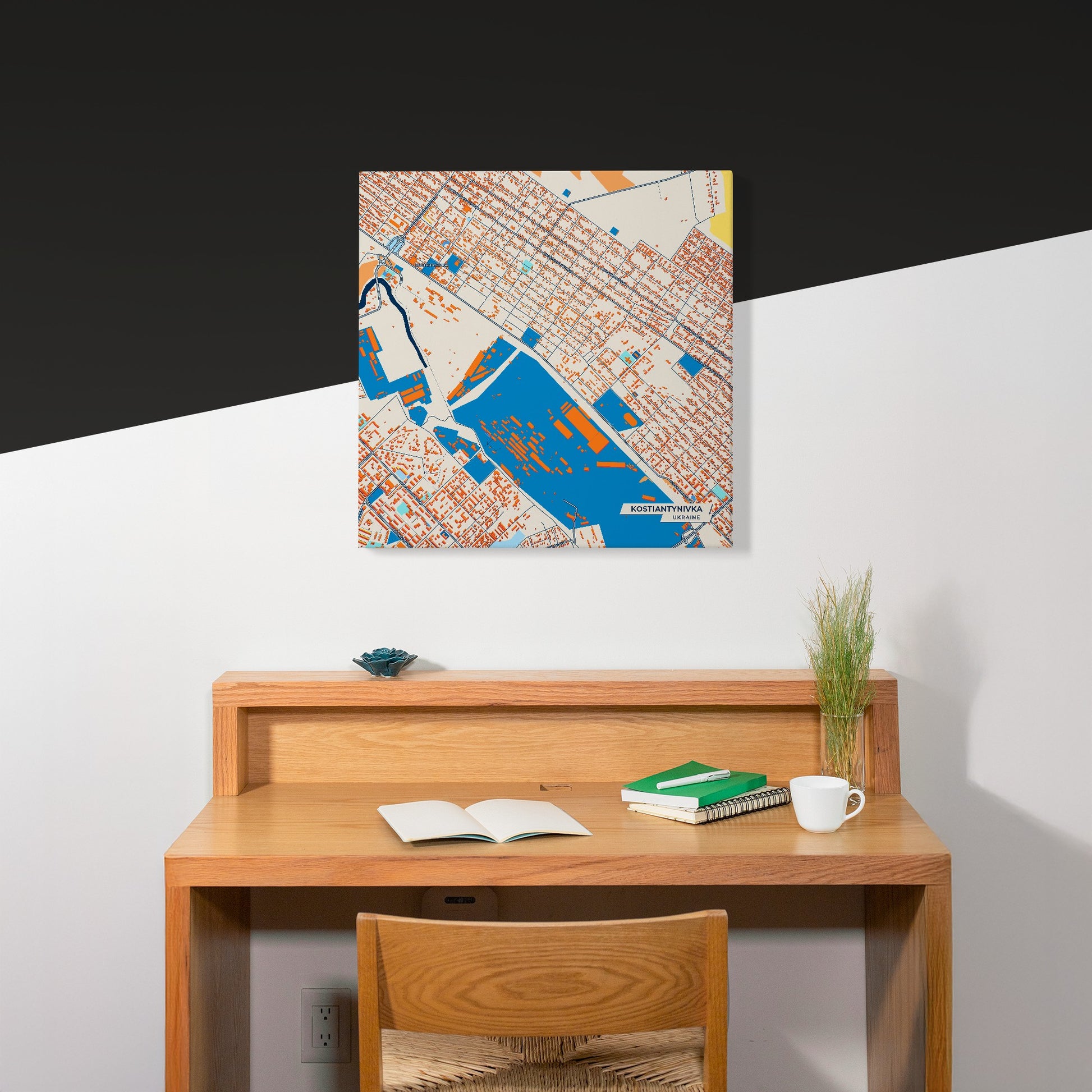 Костіантинівка Ukraine Colorful City Map Canvas Print Scene