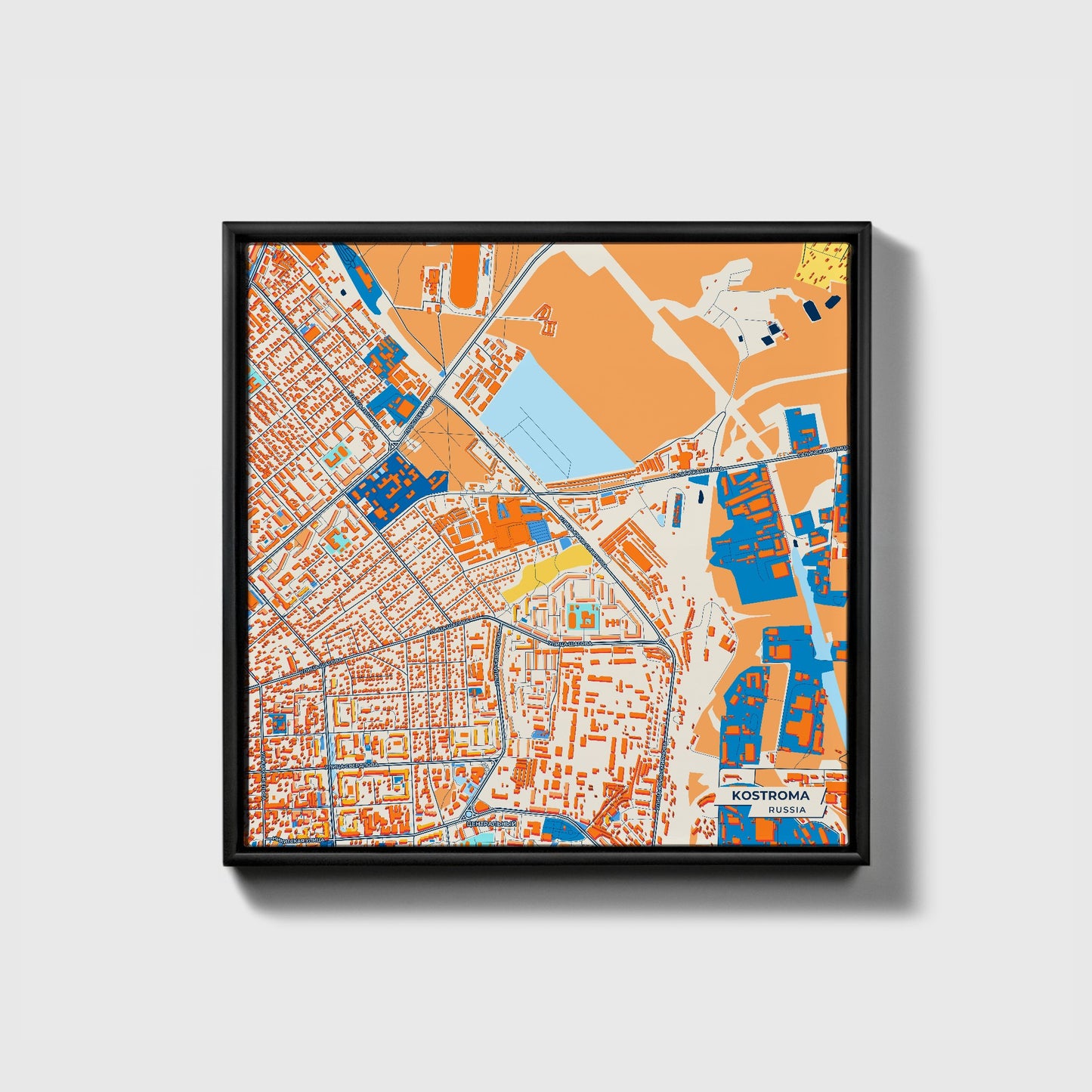 Кострома Russia Colorful City Map Canvas Print • Black Framed