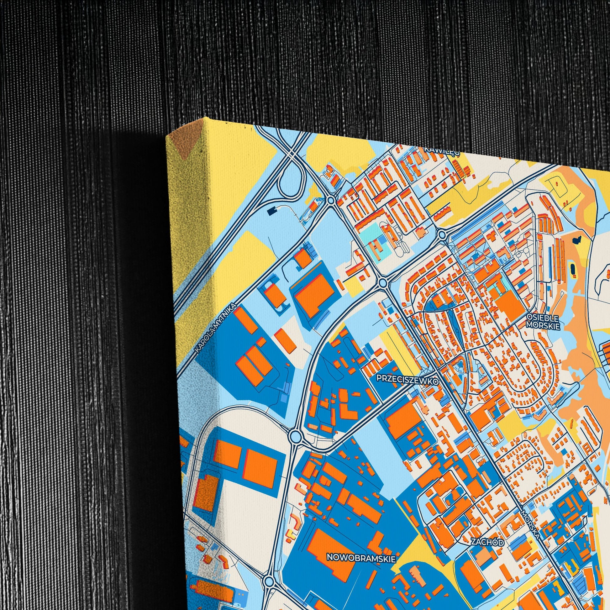 Koszalin Poland Colorful City Map Canvas Print Detail