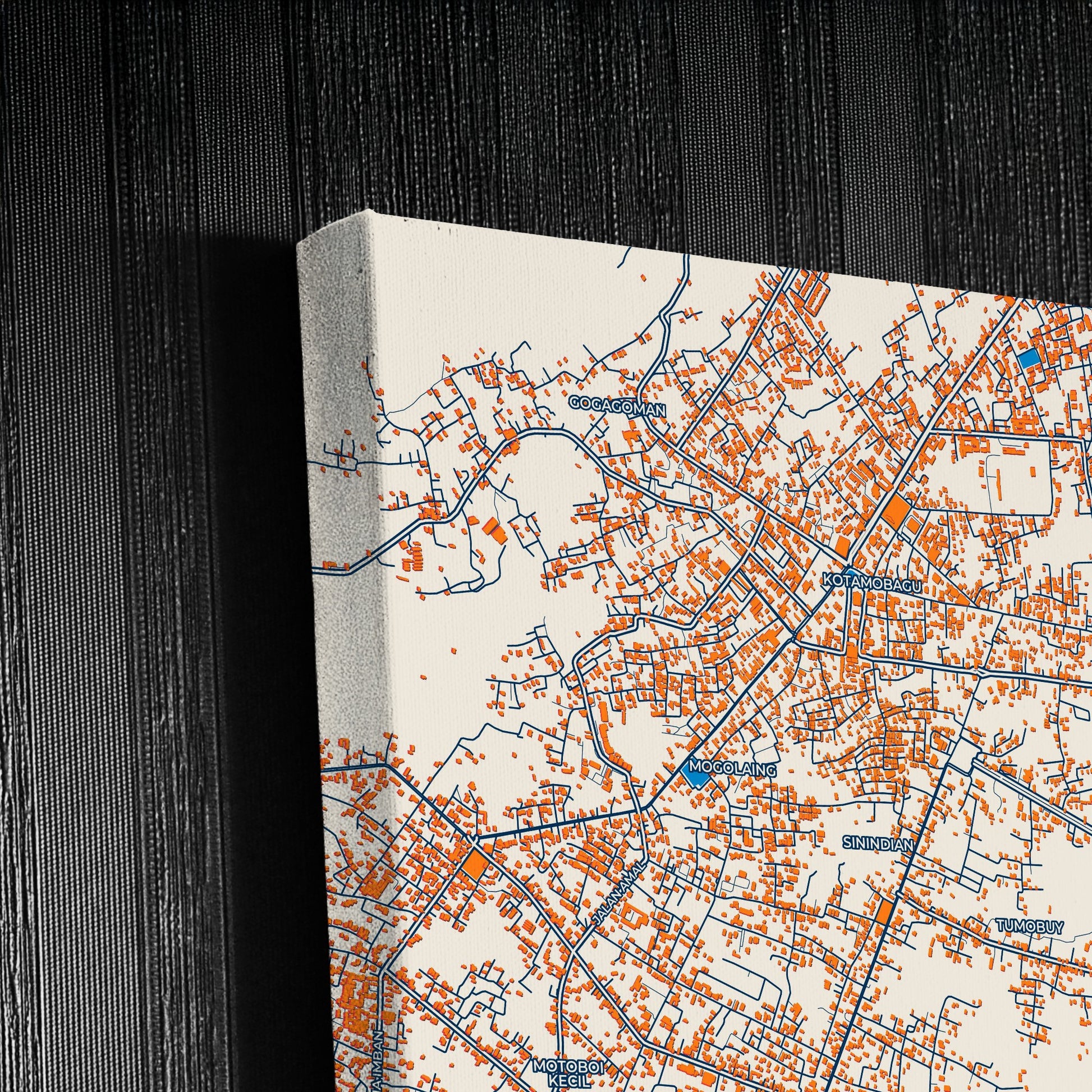 Kotamobagu Indonesia Colorful City Map Canvas Print Detail