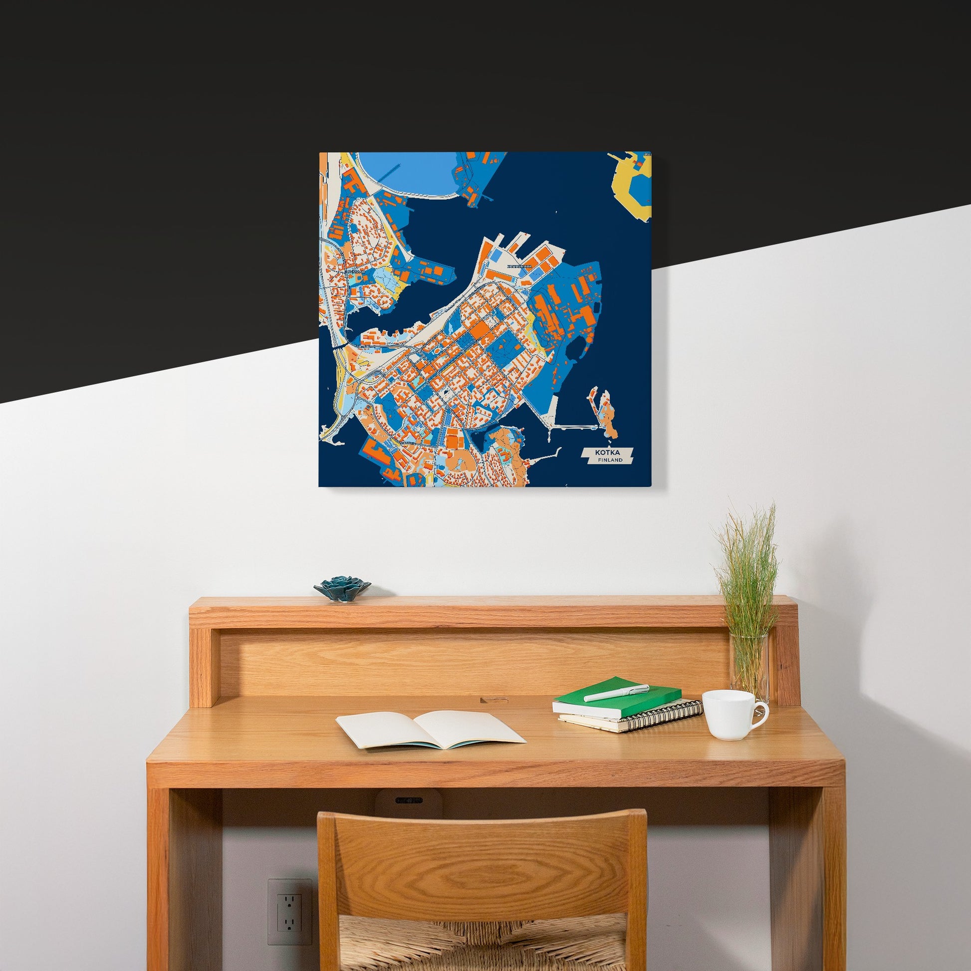Kotka Finland Colorful City Map Canvas Print Scene