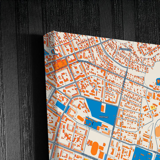Котлас Russia Colorful City Map Canvas Print Detail