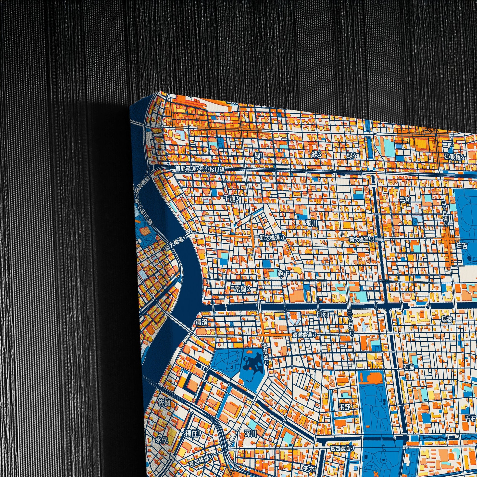 Kōtō Japan Colorful City Map Canvas Print Detail