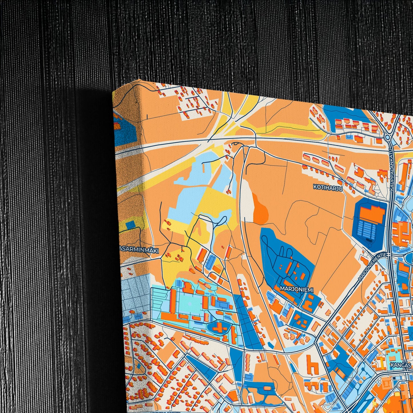 Kouvola Finland Colorful City Map Canvas Print Detail