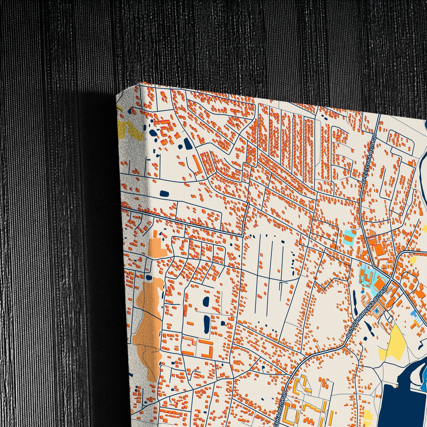 Ковель Ukraine Colorful City Map Canvas Print Detail