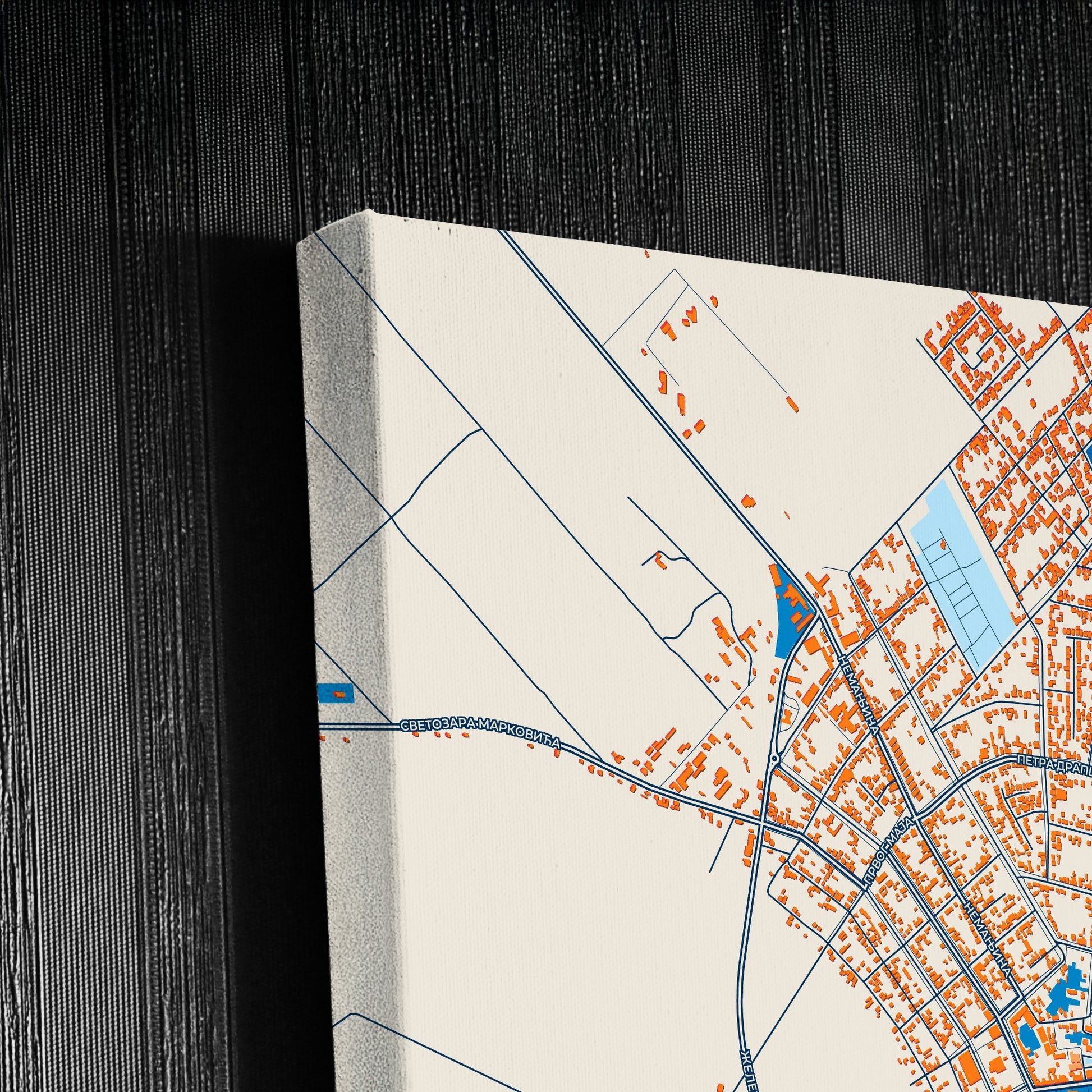 Ковин Serbia Colorful City Map Canvas Print Detail