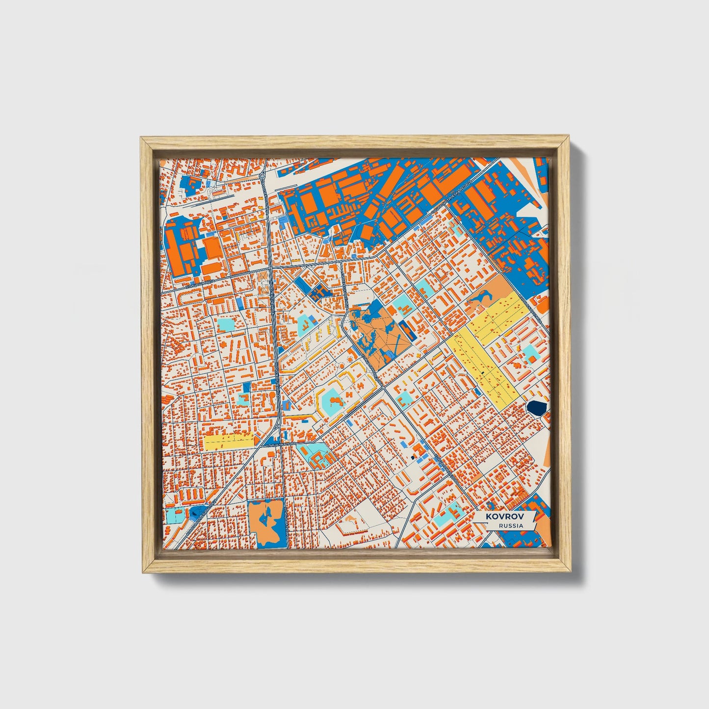 Ковры Russia Colorful City Map Canvas Print • Natural Wooden Framed