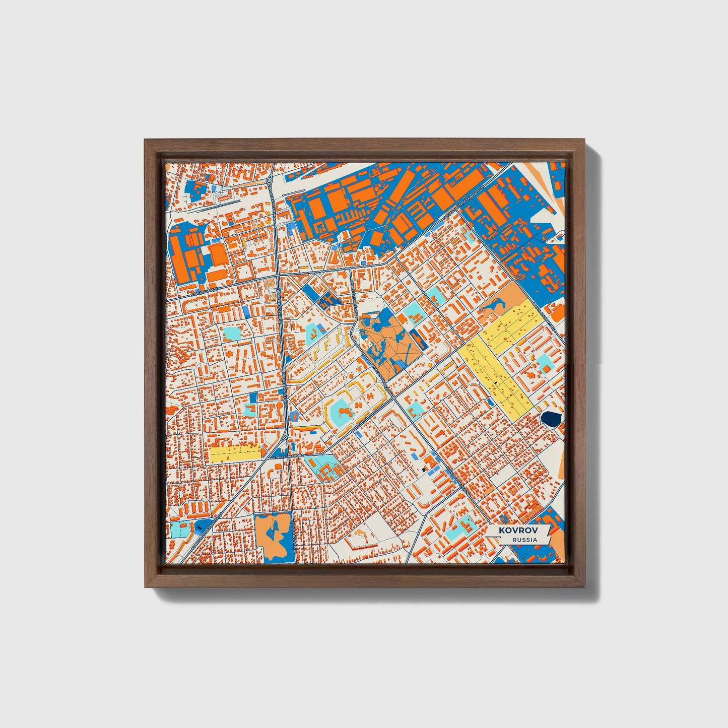 Ковры Russia Colorful City Map Canvas Print • Dark Wooden Framed